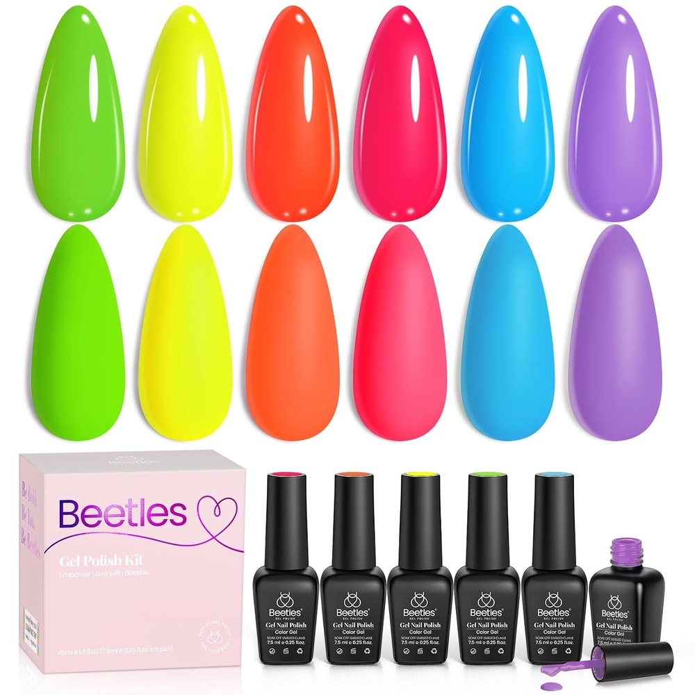 image:imageBeetles Purple Gel Nail Polish Set 6 Colors Nude Deep Purple Pink Glitter Gel Polish Confetti Collection Soak Off Uv Led Nail Art Manicure Kit Gifts for WomenD Creme Rainbow Kingdom