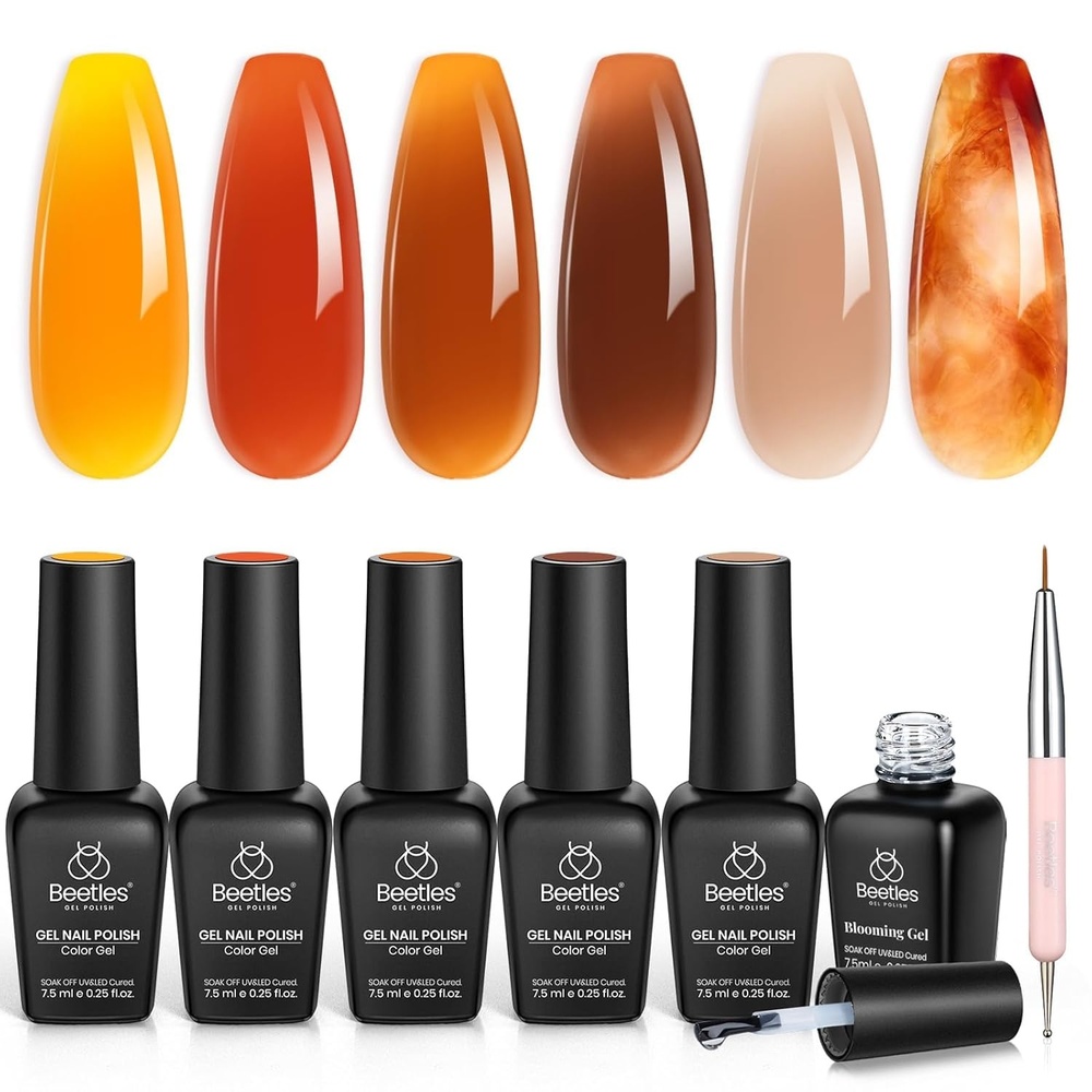 image:imageBeetles Purple Gel Nail Polish Set 6 Colors Nude Deep Purple Pink Glitter Gel Polish Confetti Collection Soak Off Uv Led Nail Art Manicure Kit Gifts for WomenA Mixed Finishes 0Amber Chic