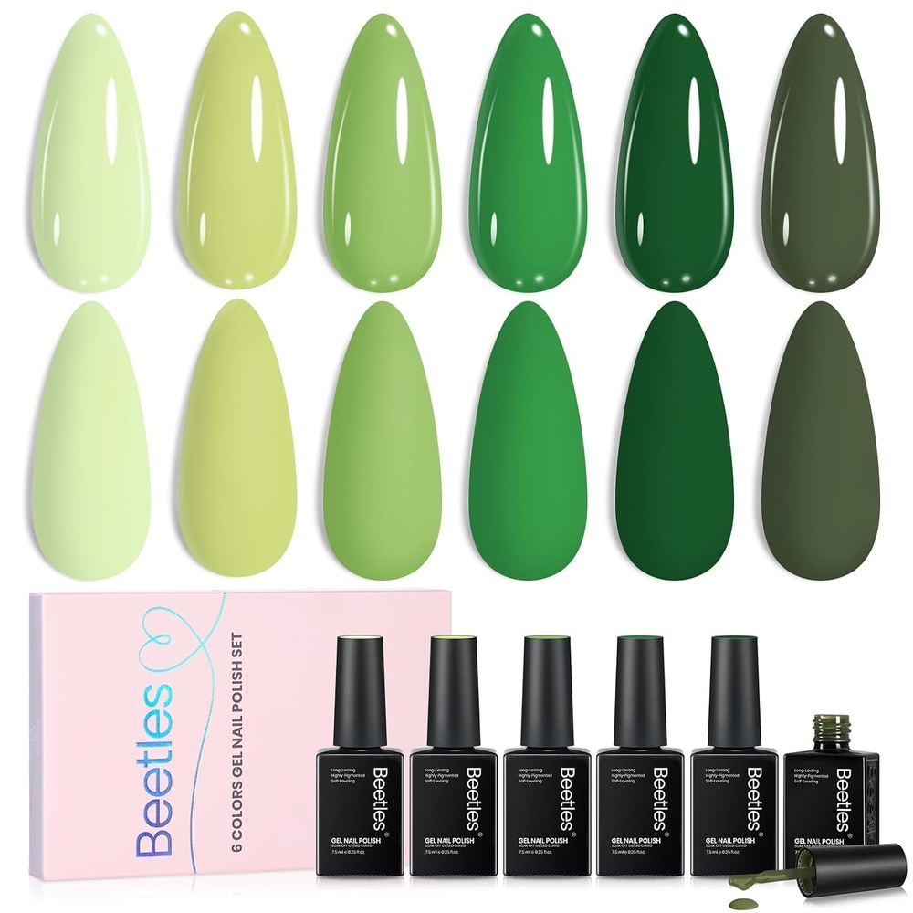 image:imageBeetles Purple Gel Nail Polish Set 6 Colors Nude Deep Purple Pink Glitter Gel Polish Confetti Collection Soak Off Uv Led Nail Art Manicure Kit Gifts for WomenC Creme Green Picnic