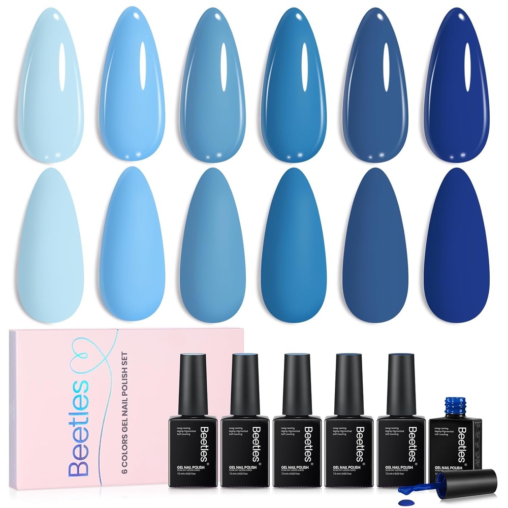 image:imageBeetles Purple Gel Nail Polish Set 6 Colors Nude Deep Purple Pink Glitter Gel Polish Confetti Collection Soak Off Uv Led Nail Art Manicure Kit Gifts for WomenA Creme Ocean Range
