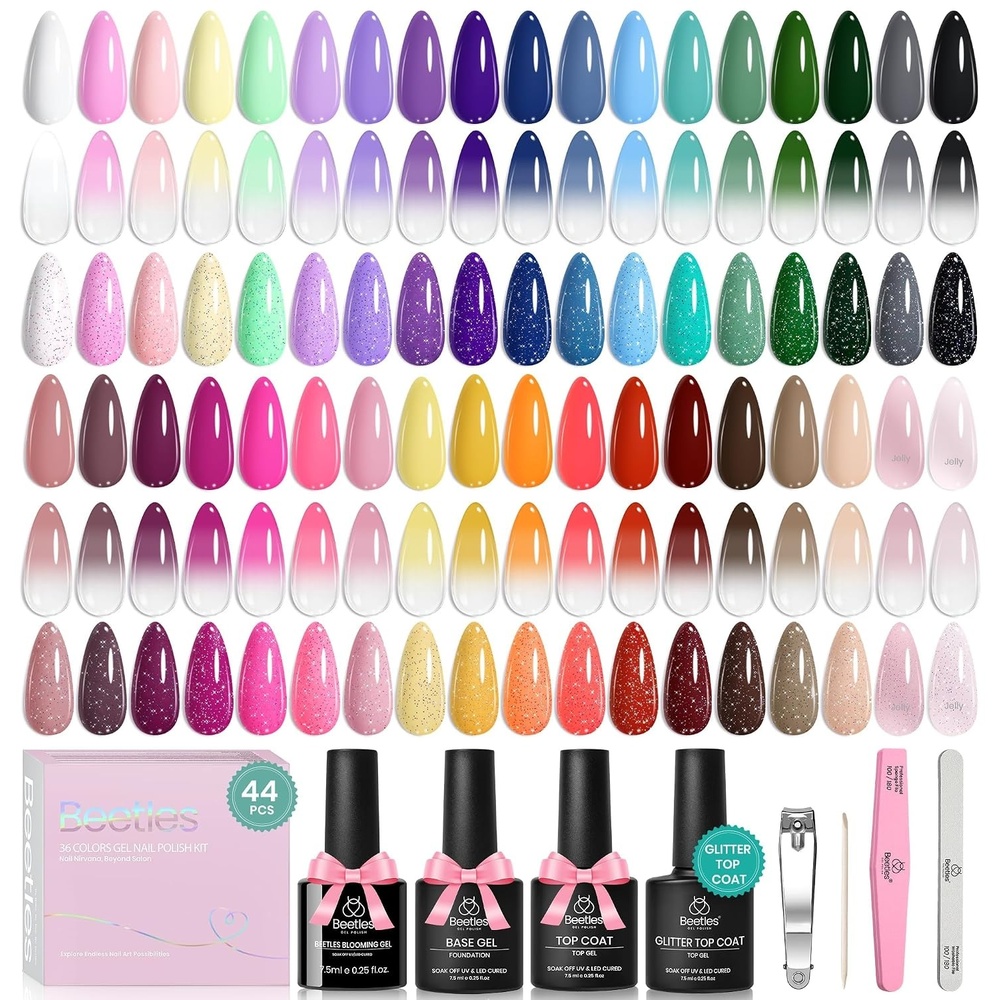 image:imageBeetles Stellar Sonata Cat Eye Gel Nail Polish Set 36 Colors Christmas Gel Nail Kit Magnetic Red Green Purple Brown Burgundy Base Glossy Matte Top Coat Soak off UV Salon Nail Art Gift for WomenYear in Shades