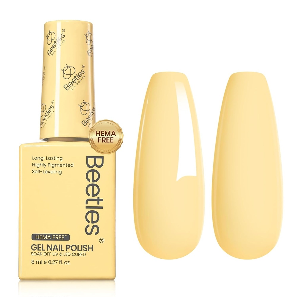 image:imageBeetles Yellow Gel Polish  Butter Time Hema Free Pastel Yellow Gel Nail Polish 8ML027Fl Oz Soak Off UV LED Lamp Pastel Nails Art LongLasting Manicure Salon DIY Home Bright Summer NailsK  Creme Yellow  8ML Butter Time