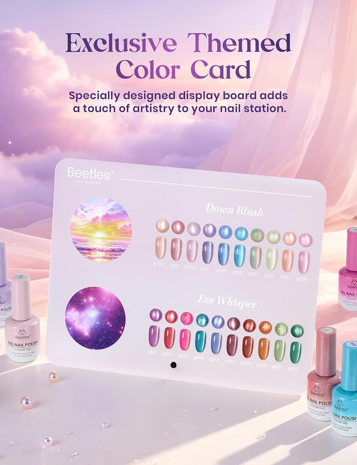 image:imageBeetles Brown Cat Eye Gel Nail Polish Set Gilded Amber Fall Gel Polish 6 Colors 15ML Full Size Glitter Gel Nail Kit Glass Cat Eye Magnetic Effect Soak Off UV Nail Art Salon DIY Gift for WomenASky Symphony