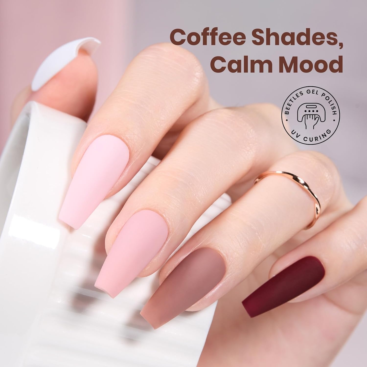 image:imageBeetles Brown Cat Eye Gel Nail Polish Set Gilded Amber Fall Gel Polish 6 Colors 15ML Full Size Glitter Gel Nail Kit Glass Cat Eye Magnetic Effect Soak Off UV Nail Art Salon DIY Gift for WomenCoffee Time