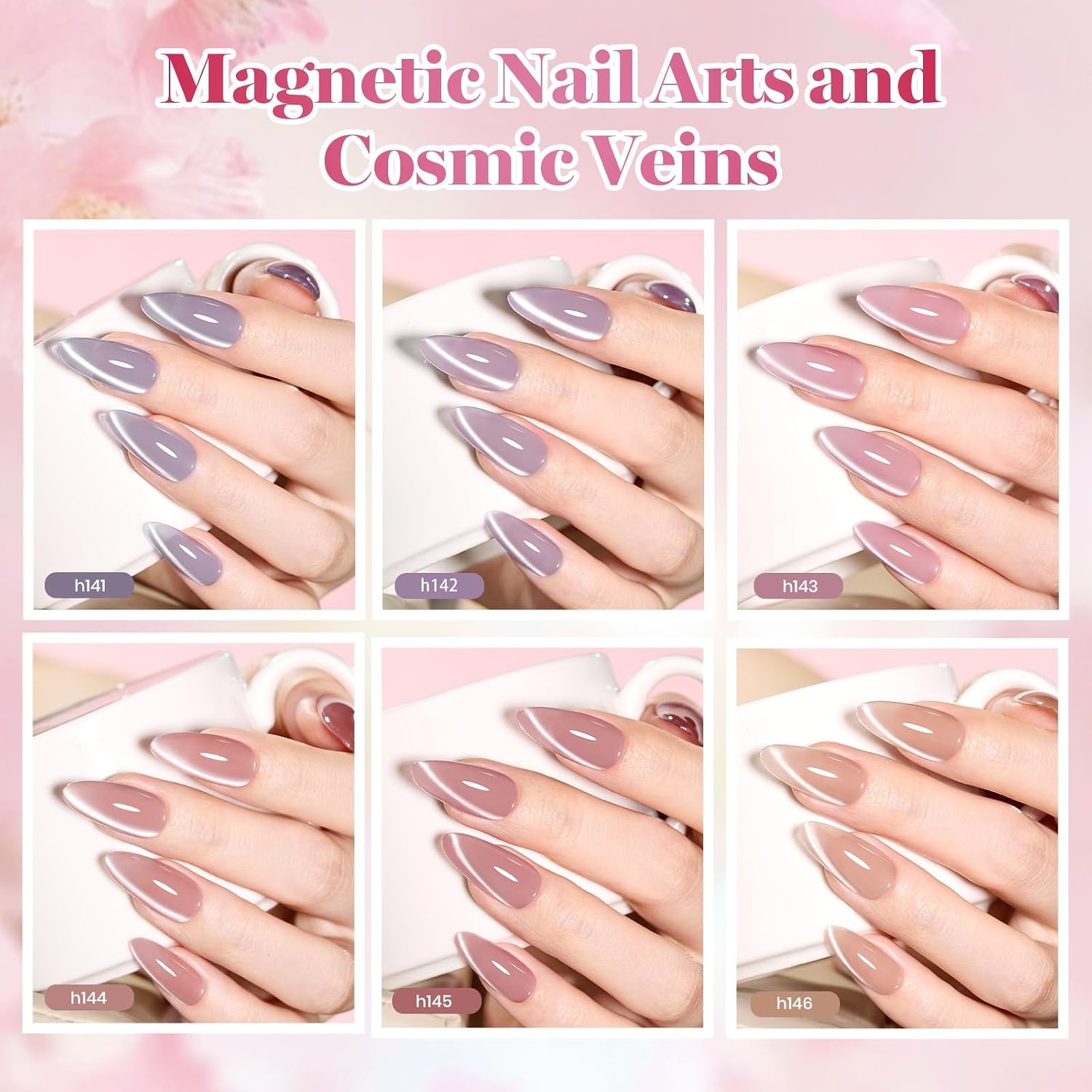 image:imageBeetles Brown Cat Eye Gel Nail Polish Set Gilded Amber Fall Gel Polish 6 Colors 15ML Full Size Glitter Gel Nail Kit Glass Cat Eye Magnetic Effect Soak Off UV Nail Art Salon DIY Gift for WomenSilken Moonlight