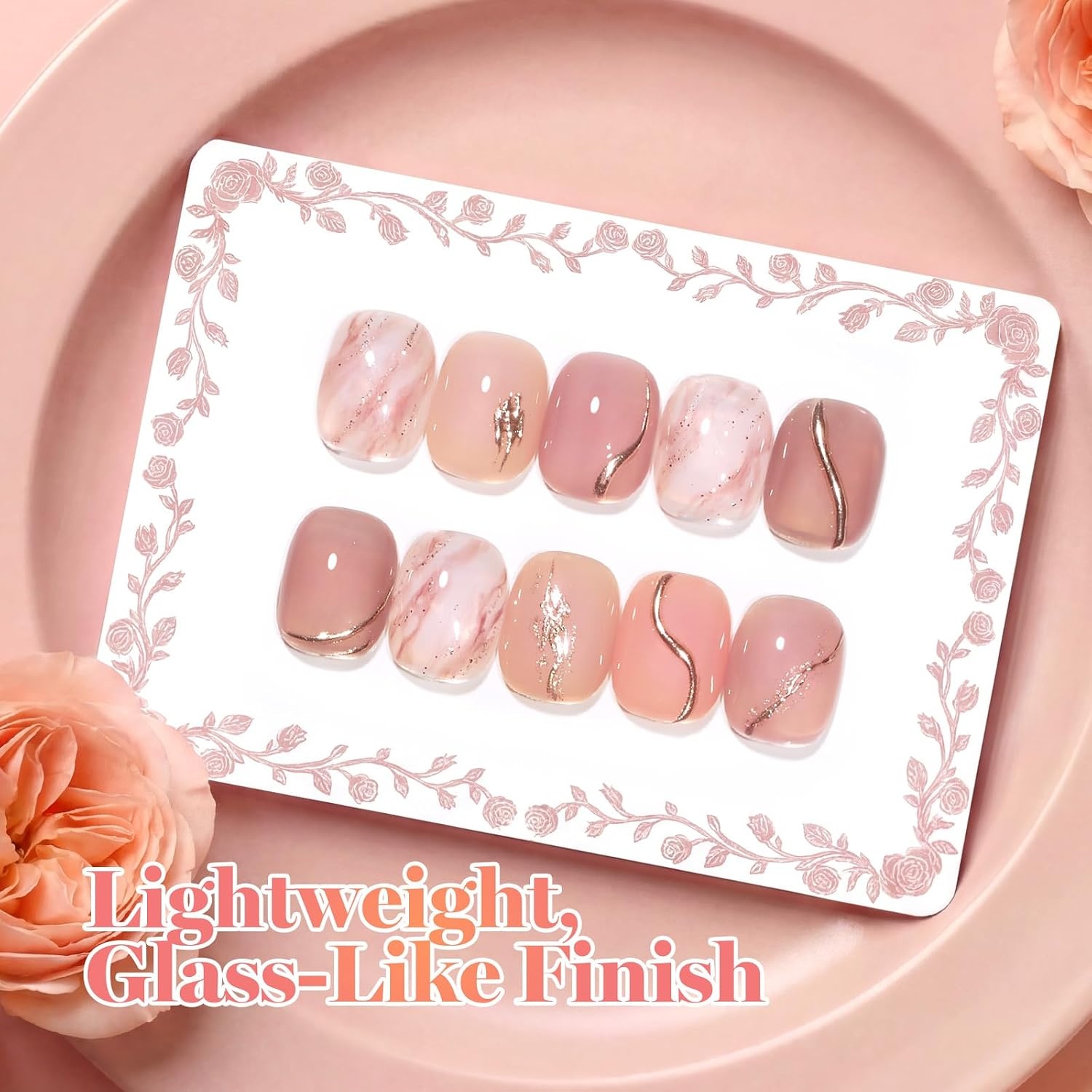 image:imageBeetles Brown Cat Eye Gel Nail Polish Set Gilded Amber Fall Gel Polish 6 Colors 15ML Full Size Glitter Gel Nail Kit Glass Cat Eye Magnetic Effect Soak Off UV Nail Art Salon DIY Gift for WomenEarthy Rose