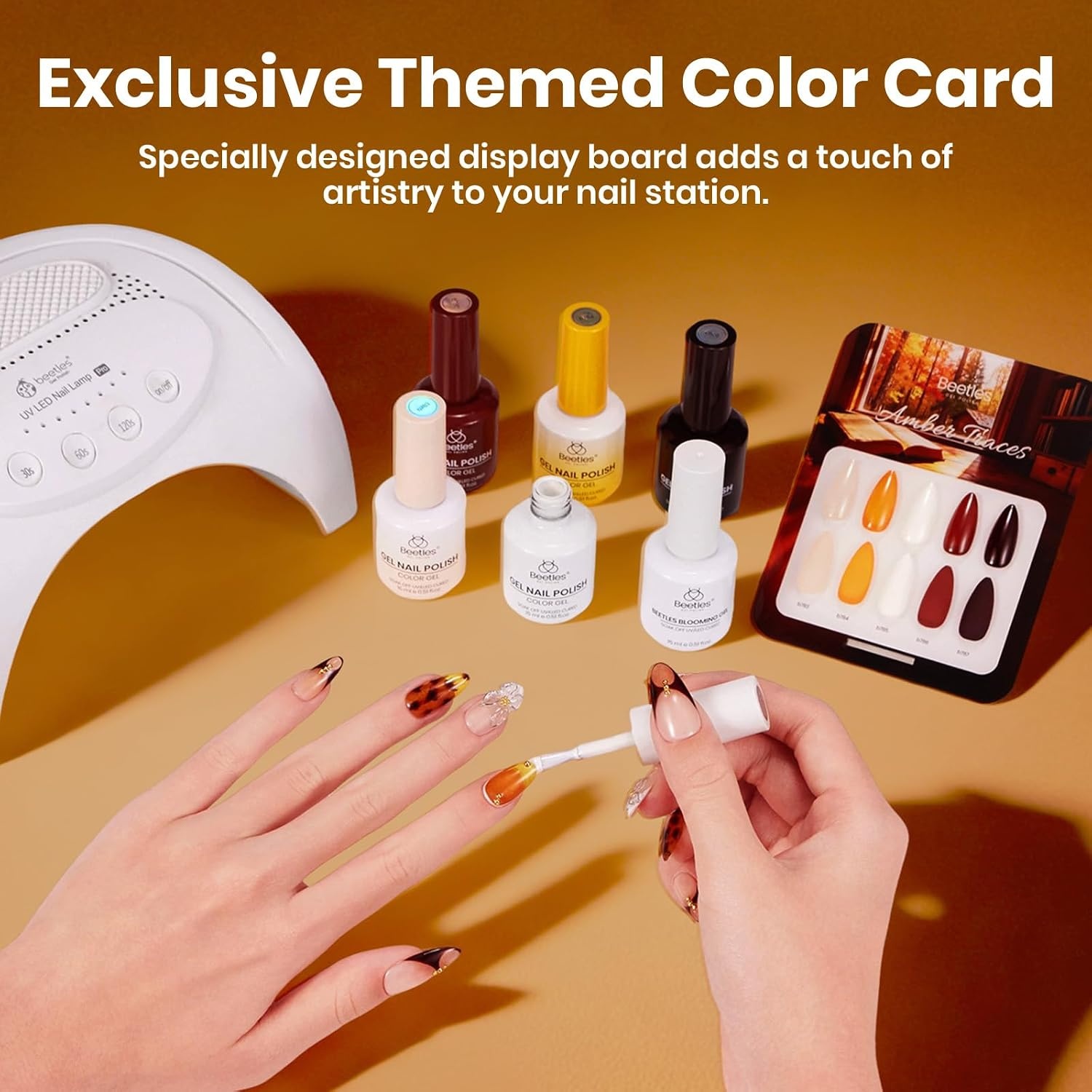 image:imageBeetles Brown Cat Eye Gel Nail Polish Set Gilded Amber Fall Gel Polish 6 Colors 15ML Full Size Glitter Gel Nail Kit Glass Cat Eye Magnetic Effect Soak Off UV Nail Art Salon DIY Gift for WomenAmber Traces