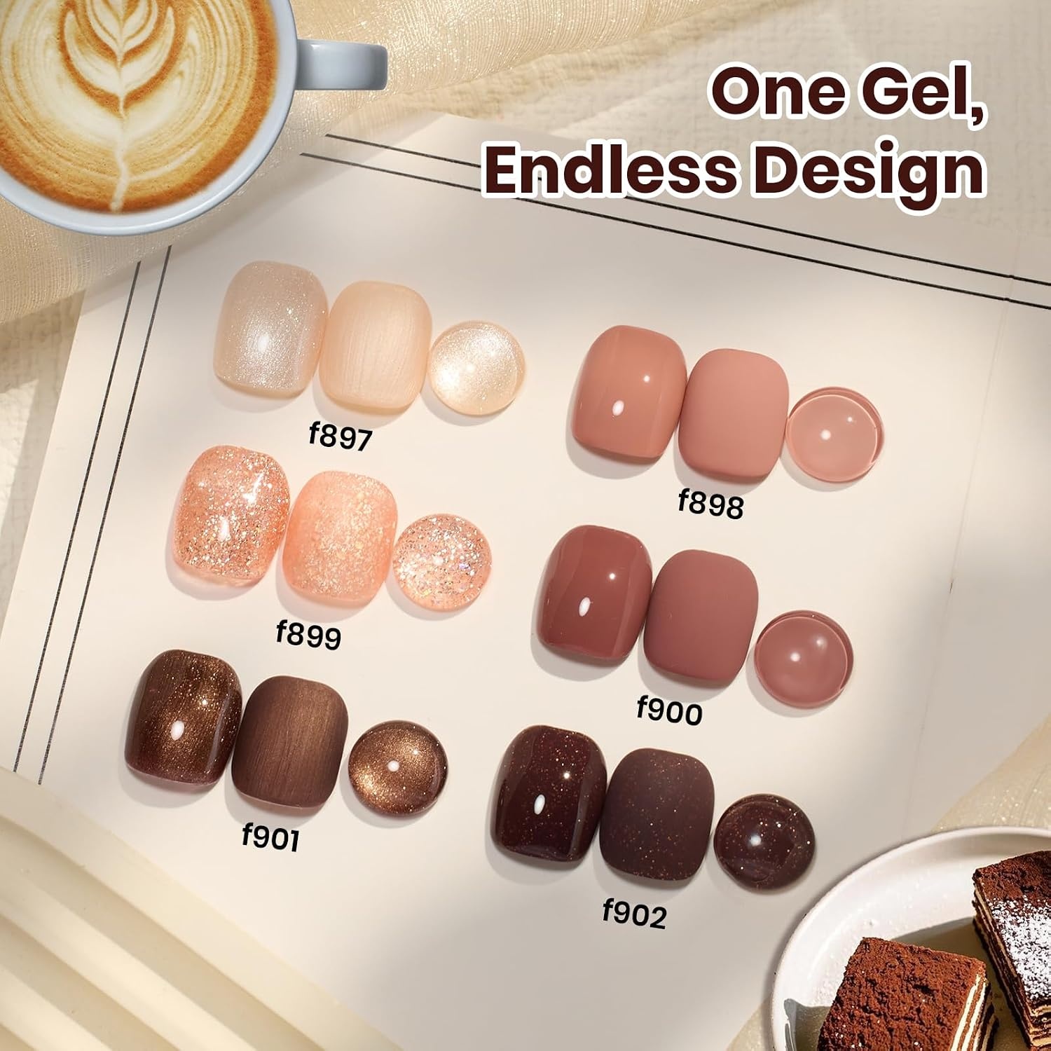 image:imageBeetles Brown Cat Eye Gel Nail Polish Set Gilded Amber Fall Gel Polish 6 Colors 15ML Full Size Glitter Gel Nail Kit Glass Cat Eye Magnetic Effect Soak Off UV Nail Art Salon DIY Gift for WomenBrownie Bliss
