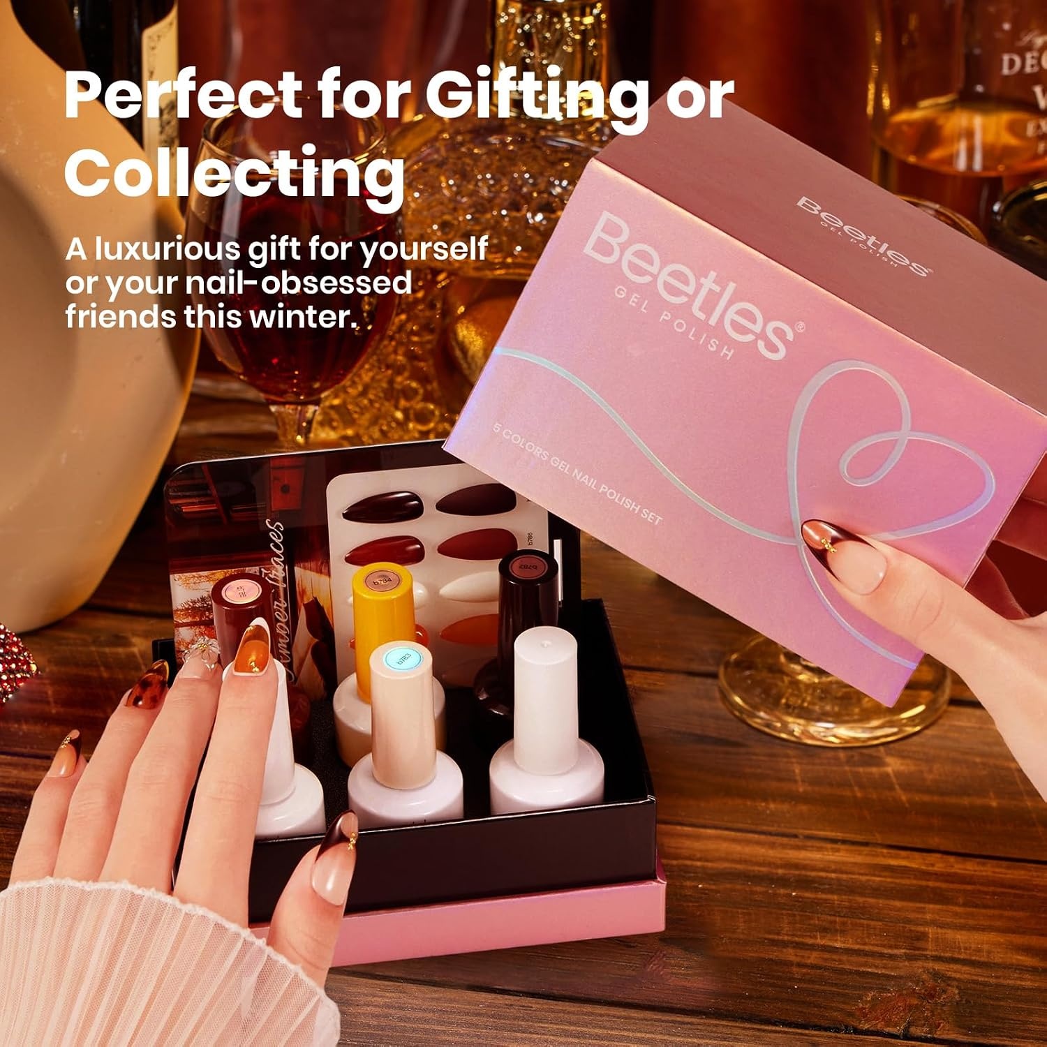 image:imageBeetles Brown Cat Eye Gel Nail Polish Set Gilded Amber Fall Gel Polish 6 Colors 15ML Full Size Glitter Gel Nail Kit Glass Cat Eye Magnetic Effect Soak Off UV Nail Art Salon DIY Gift for WomenAmber Traces