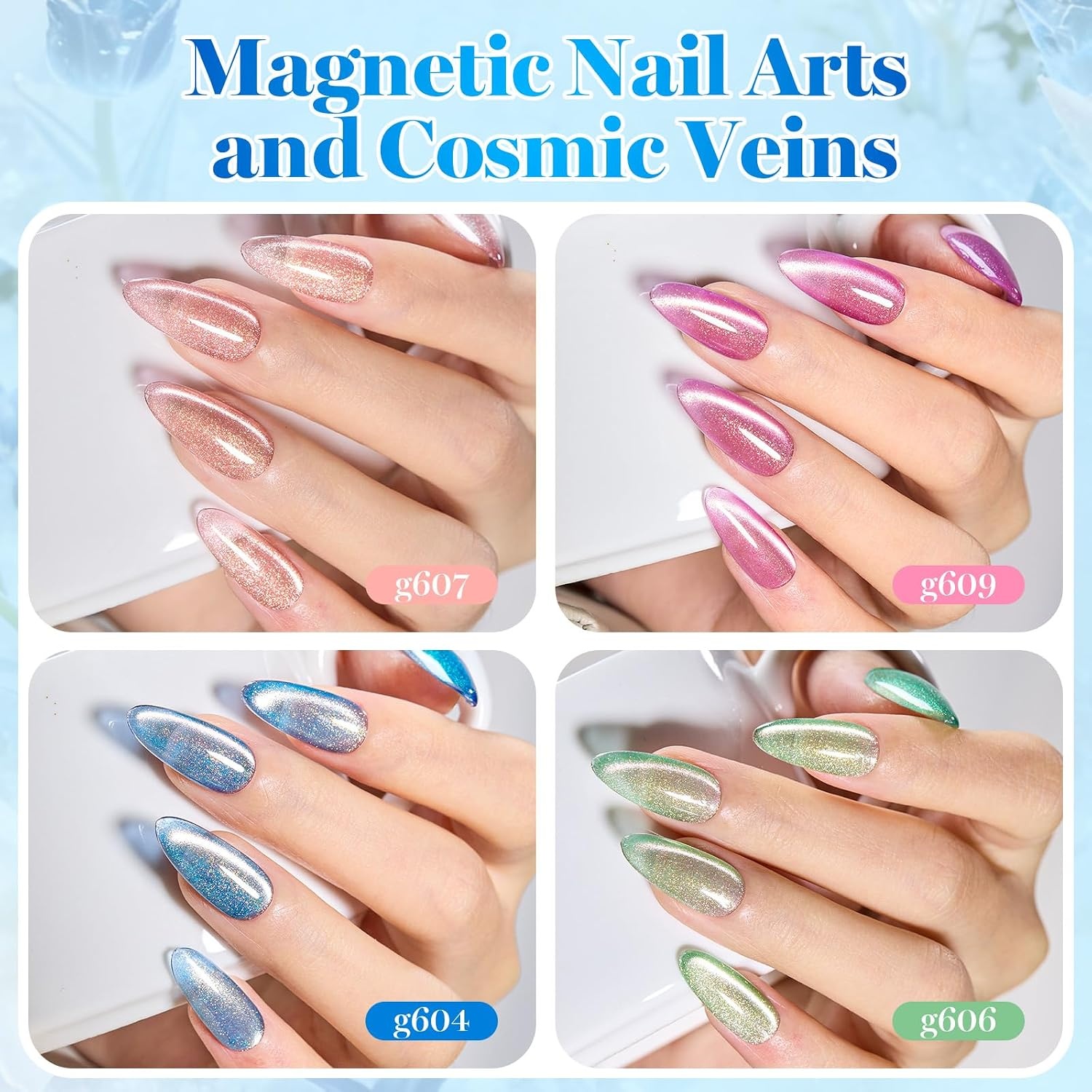 image:imageBeetles Brown Cat Eye Gel Nail Polish Set Gilded Amber Fall Gel Polish 6 Colors 15ML Full Size Glitter Gel Nail Kit Glass Cat Eye Magnetic Effect Soak Off UV Nail Art Salon DIY Gift for Women000Crystal Garden