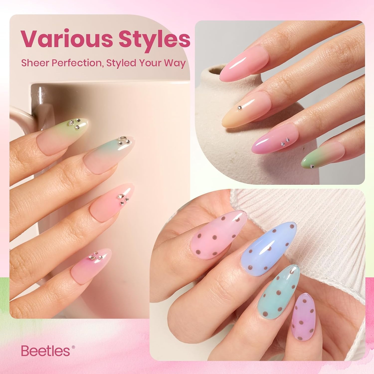 image:imageBeetles Brown Cat Eye Gel Nail Polish Set Gilded Amber Fall Gel Polish 6 Colors 15ML Full Size Glitter Gel Nail Kit Glass Cat Eye Magnetic Effect Soak Off UV Nail Art Salon DIY Gift for Women000Spring Nectar