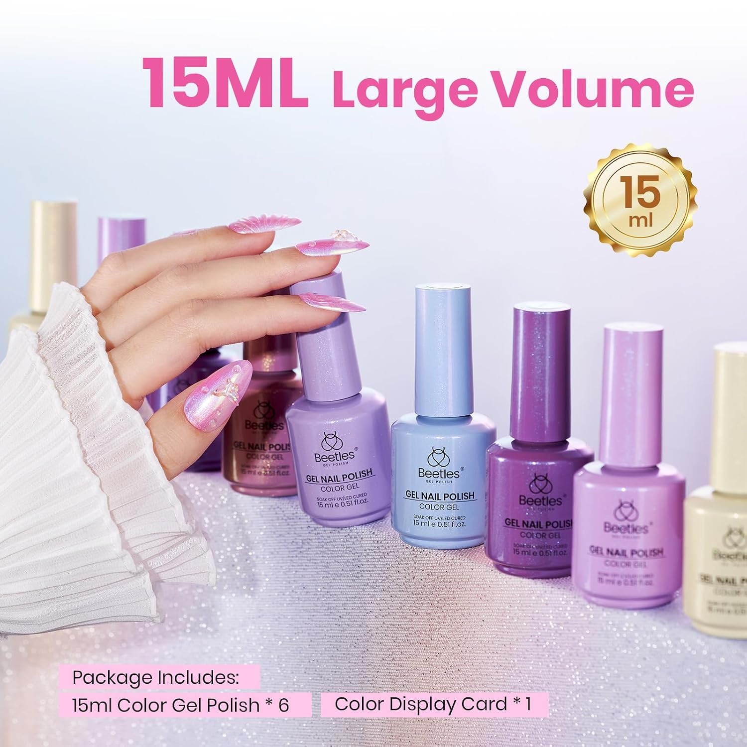 image:imageBeetles Brown Cat Eye Gel Nail Polish Set Gilded Amber Fall Gel Polish 6 Colors 15ML Full Size Glitter Gel Nail Kit Glass Cat Eye Magnetic Effect Soak Off UV Nail Art Salon DIY Gift for WomenOcean Whisper