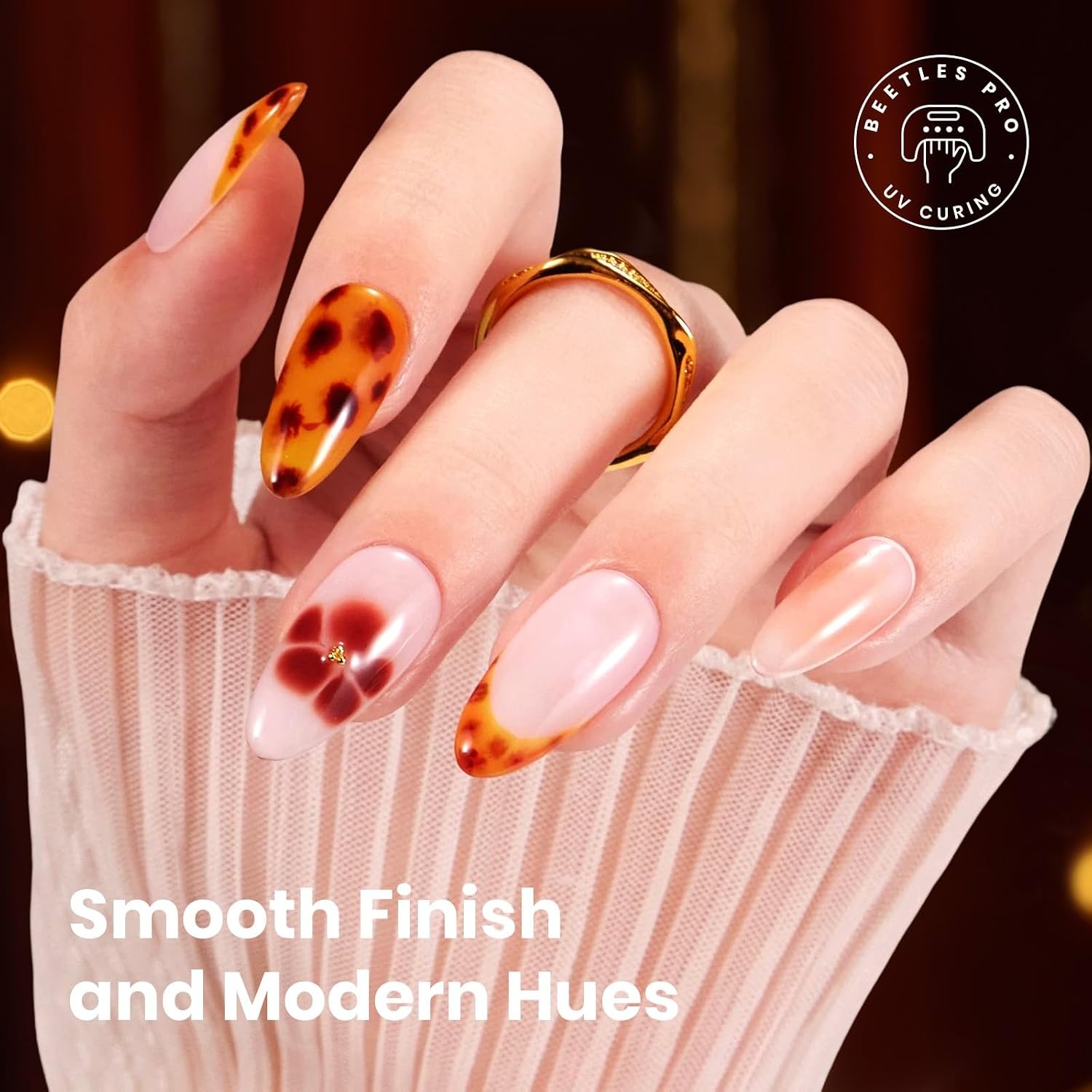 image:imageBeetles Brown Cat Eye Gel Nail Polish Set Gilded Amber Fall Gel Polish 6 Colors 15ML Full Size Glitter Gel Nail Kit Glass Cat Eye Magnetic Effect Soak Off UV Nail Art Salon DIY Gift for WomenAmber Traces