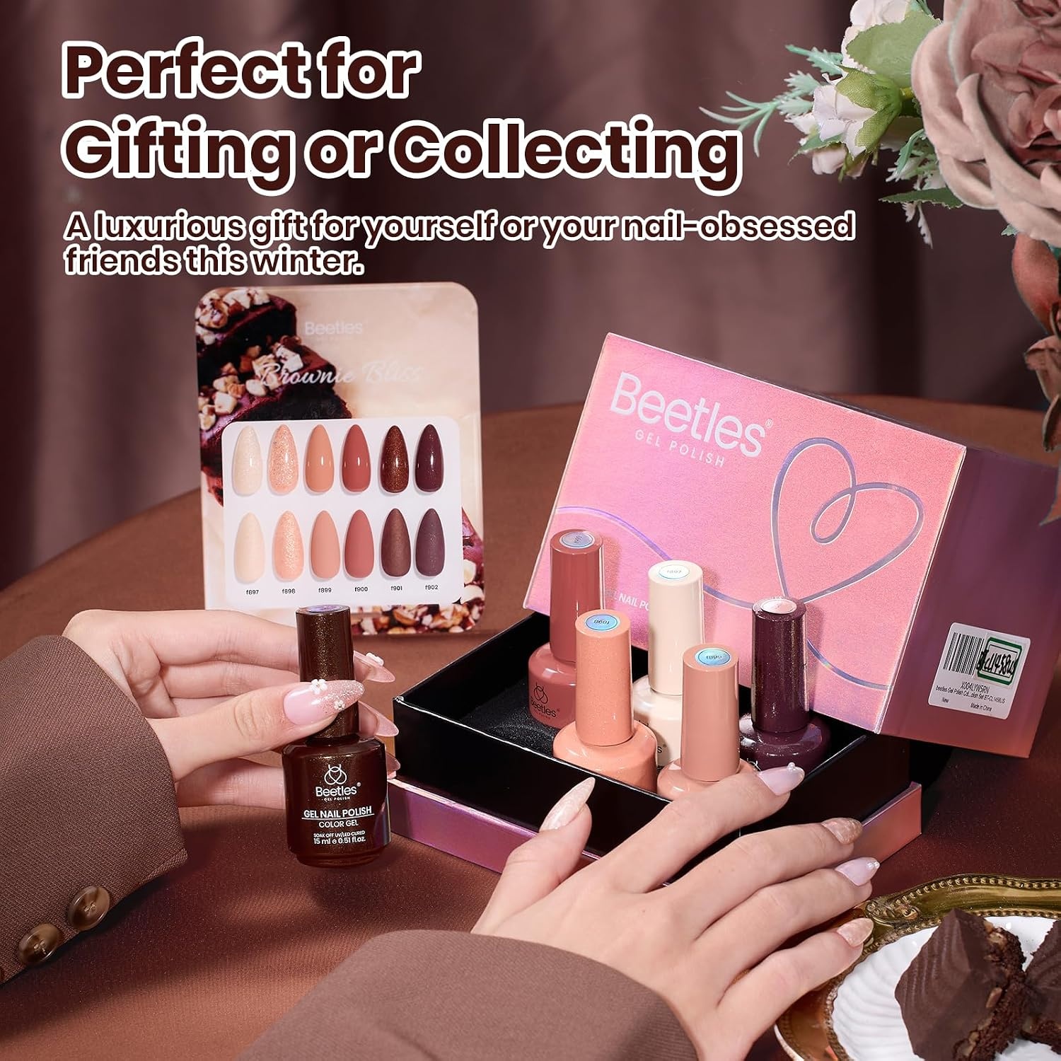 image:imageBeetles Brown Cat Eye Gel Nail Polish Set Gilded Amber Fall Gel Polish 6 Colors 15ML Full Size Glitter Gel Nail Kit Glass Cat Eye Magnetic Effect Soak Off UV Nail Art Salon DIY Gift for WomenBrownie Bliss