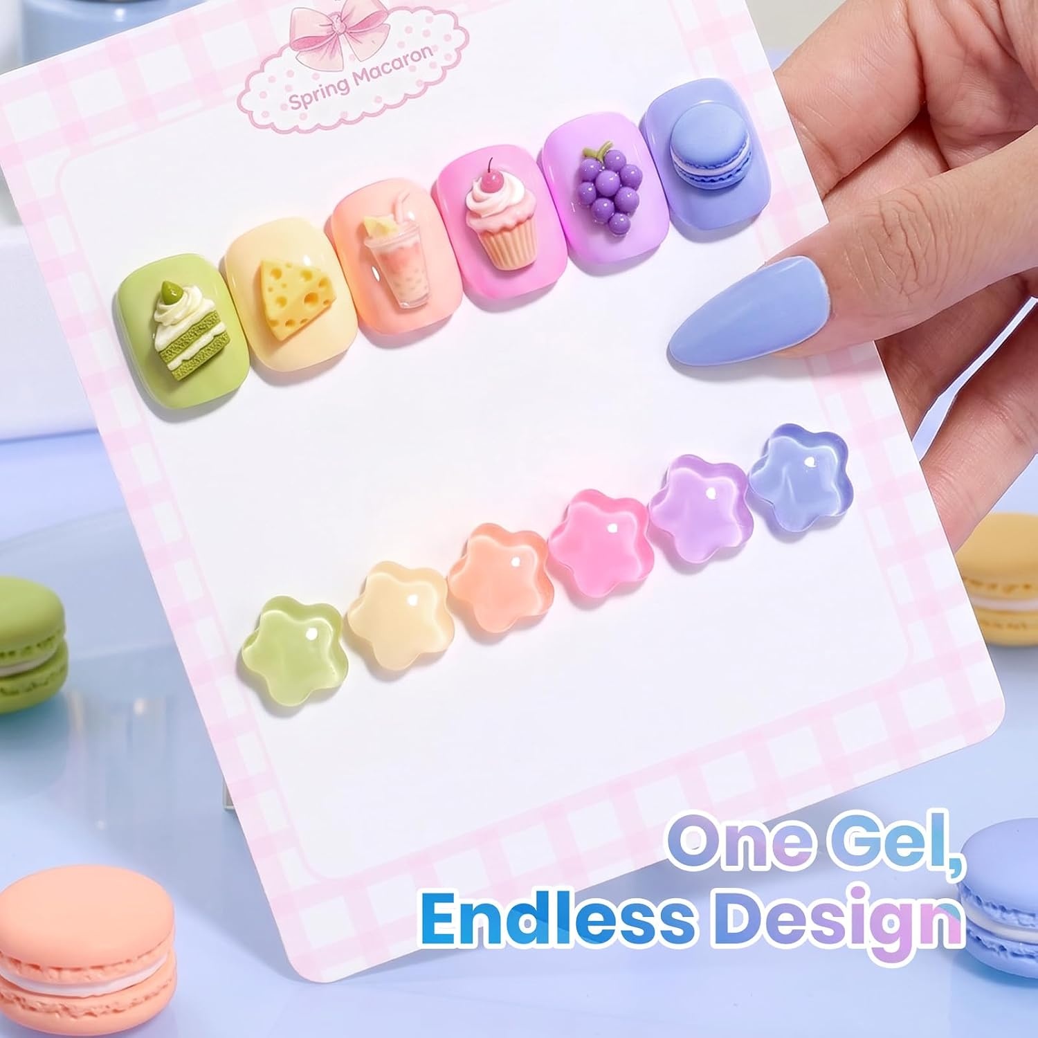 image:imageBeetles Brown Cat Eye Gel Nail Polish Set Gilded Amber Fall Gel Polish 6 Colors 15ML Full Size Glitter Gel Nail Kit Glass Cat Eye Magnetic Effect Soak Off UV Nail Art Salon DIY Gift for WomenSpring Macaron