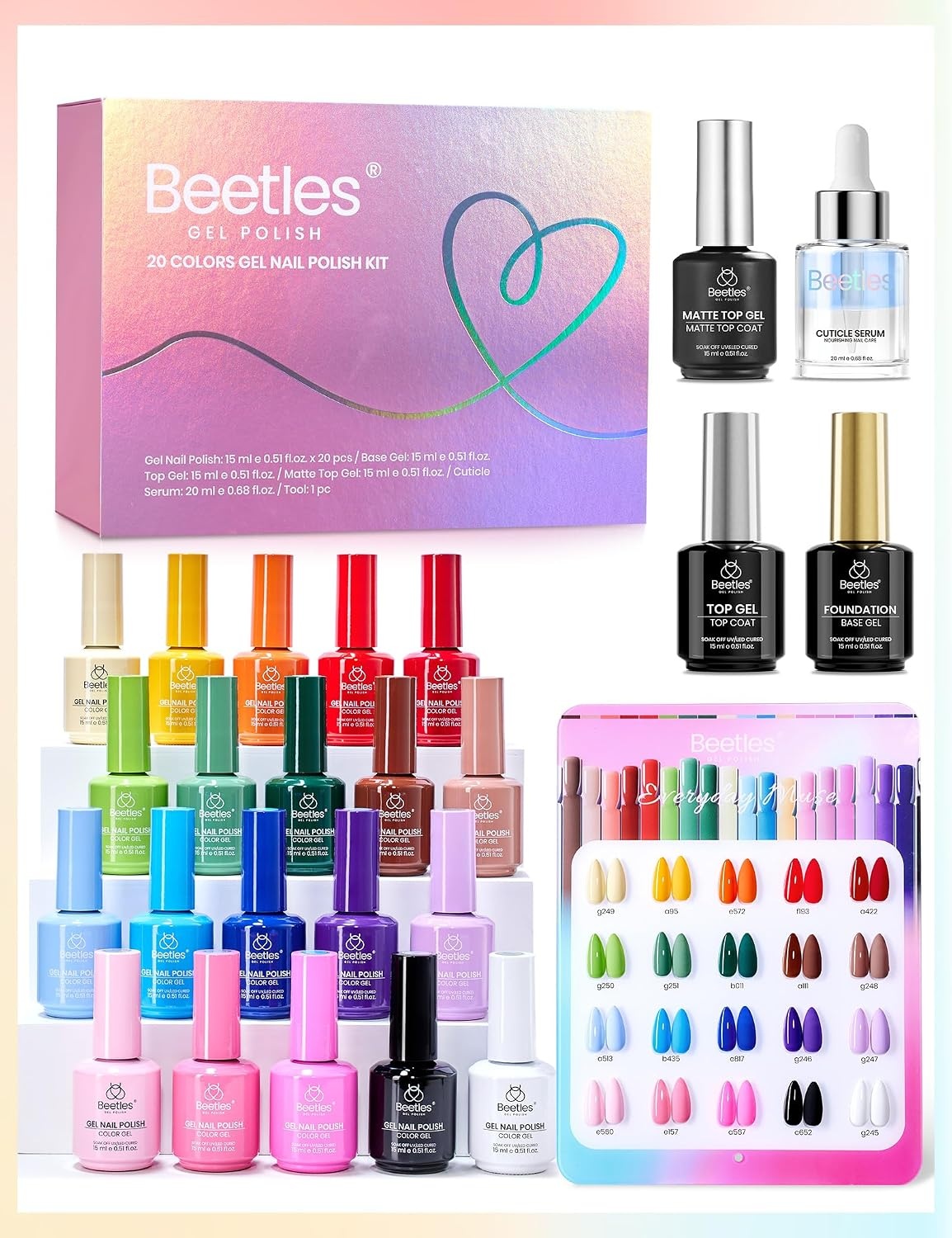 image:imageBeetles Brown Cat Eye Gel Nail Polish Set Gilded Amber Fall Gel Polish 6 Colors 15ML Full Size Glitter Gel Nail Kit Glass Cat Eye Magnetic Effect Soak Off UV Nail Art Salon DIY Gift for Womenpink yellow blue soft pastels muted greens warm neutrals gentle brights