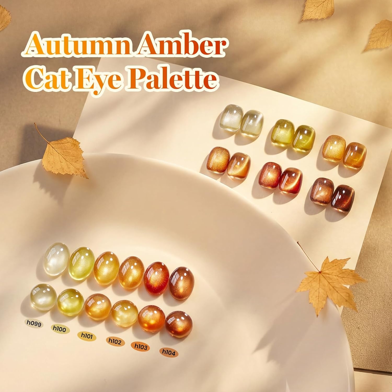 image:imageBeetles Brown Cat Eye Gel Nail Polish Set Gilded Amber Fall Gel Polish 6 Colors 15ML Full Size Glitter Gel Nail Kit Glass Cat Eye Magnetic Effect Soak Off UV Nail Art Salon DIY Gift for WomenFalling Gold