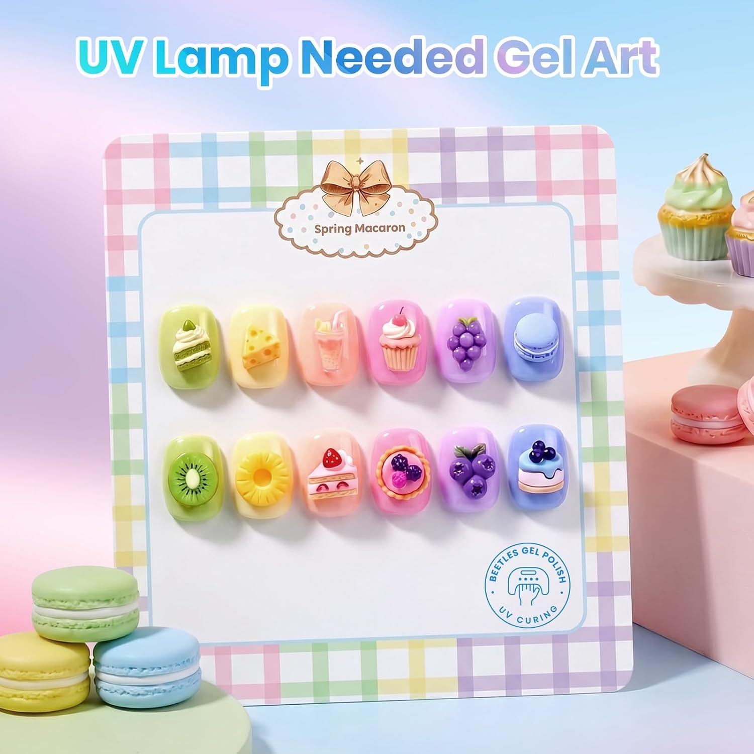 image:imageBeetles Brown Cat Eye Gel Nail Polish Set Gilded Amber Fall Gel Polish 6 Colors 15ML Full Size Glitter Gel Nail Kit Glass Cat Eye Magnetic Effect Soak Off UV Nail Art Salon DIY Gift for WomenSpring Macaron