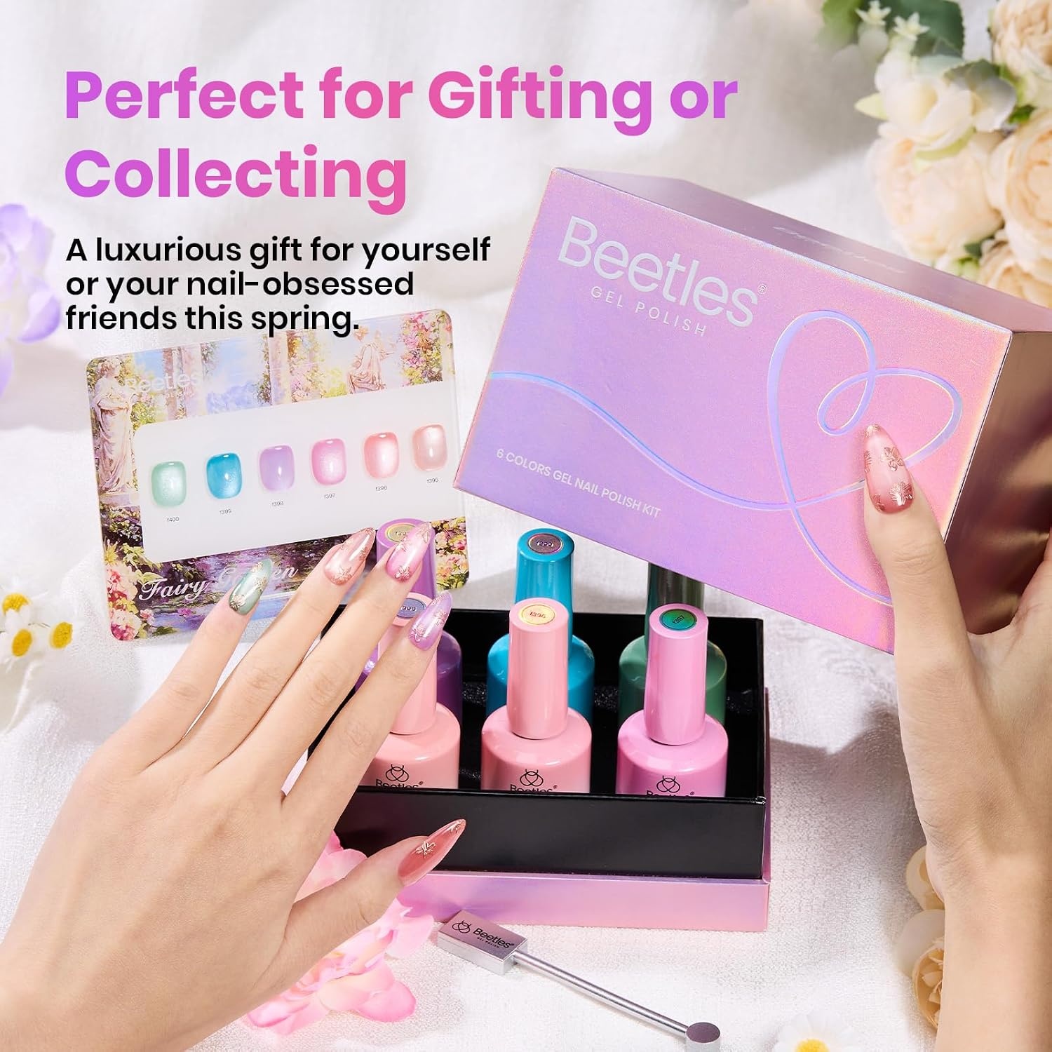 image:imageBeetles Brown Cat Eye Gel Nail Polish Set Gilded Amber Fall Gel Polish 6 Colors 15ML Full Size Glitter Gel Nail Kit Glass Cat Eye Magnetic Effect Soak Off UV Nail Art Salon DIY Gift for Women000Fairy Garden
