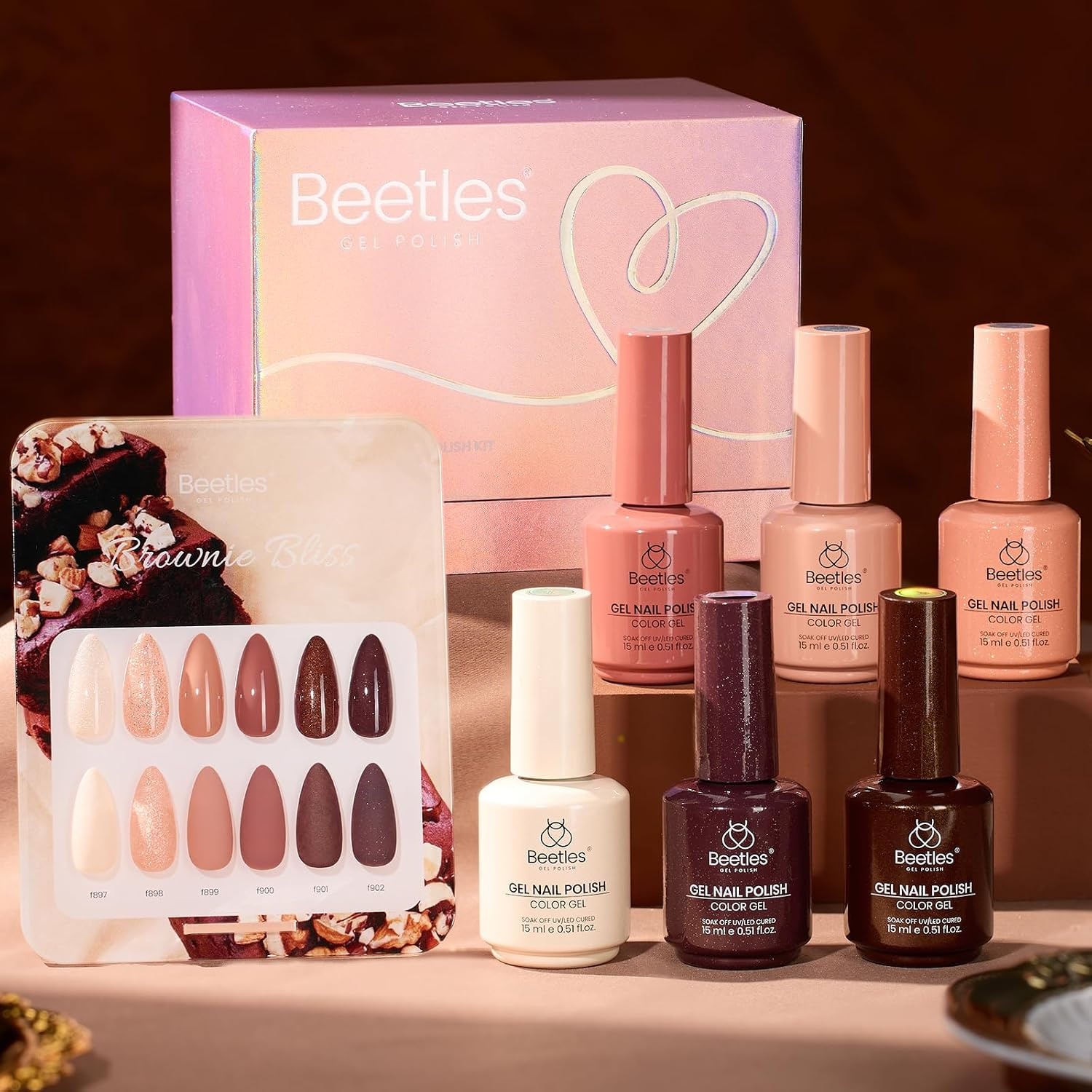 image:imageBeetles Brown Cat Eye Gel Nail Polish Set Gilded Amber Fall Gel Polish 6 Colors 15ML Full Size Glitter Gel Nail Kit Glass Cat Eye Magnetic Effect Soak Off UV Nail Art Salon DIY Gift for WomenBrownie Bliss