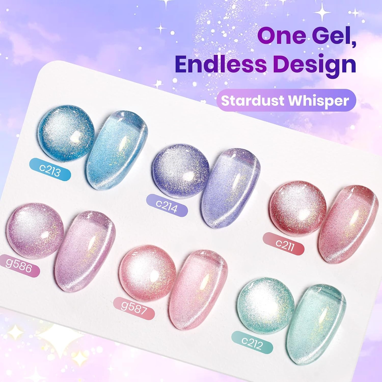 image:imageBeetles Brown Cat Eye Gel Nail Polish Set Gilded Amber Fall Gel Polish 6 Colors 15ML Full Size Glitter Gel Nail Kit Glass Cat Eye Magnetic Effect Soak Off UV Nail Art Salon DIY Gift for WomenROMANTIC GALAXY