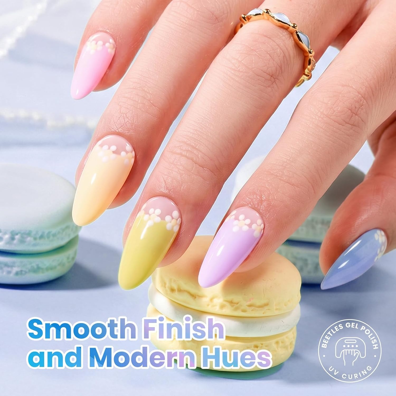 image:imageBeetles Brown Cat Eye Gel Nail Polish Set Gilded Amber Fall Gel Polish 6 Colors 15ML Full Size Glitter Gel Nail Kit Glass Cat Eye Magnetic Effect Soak Off UV Nail Art Salon DIY Gift for WomenSpring Macaron