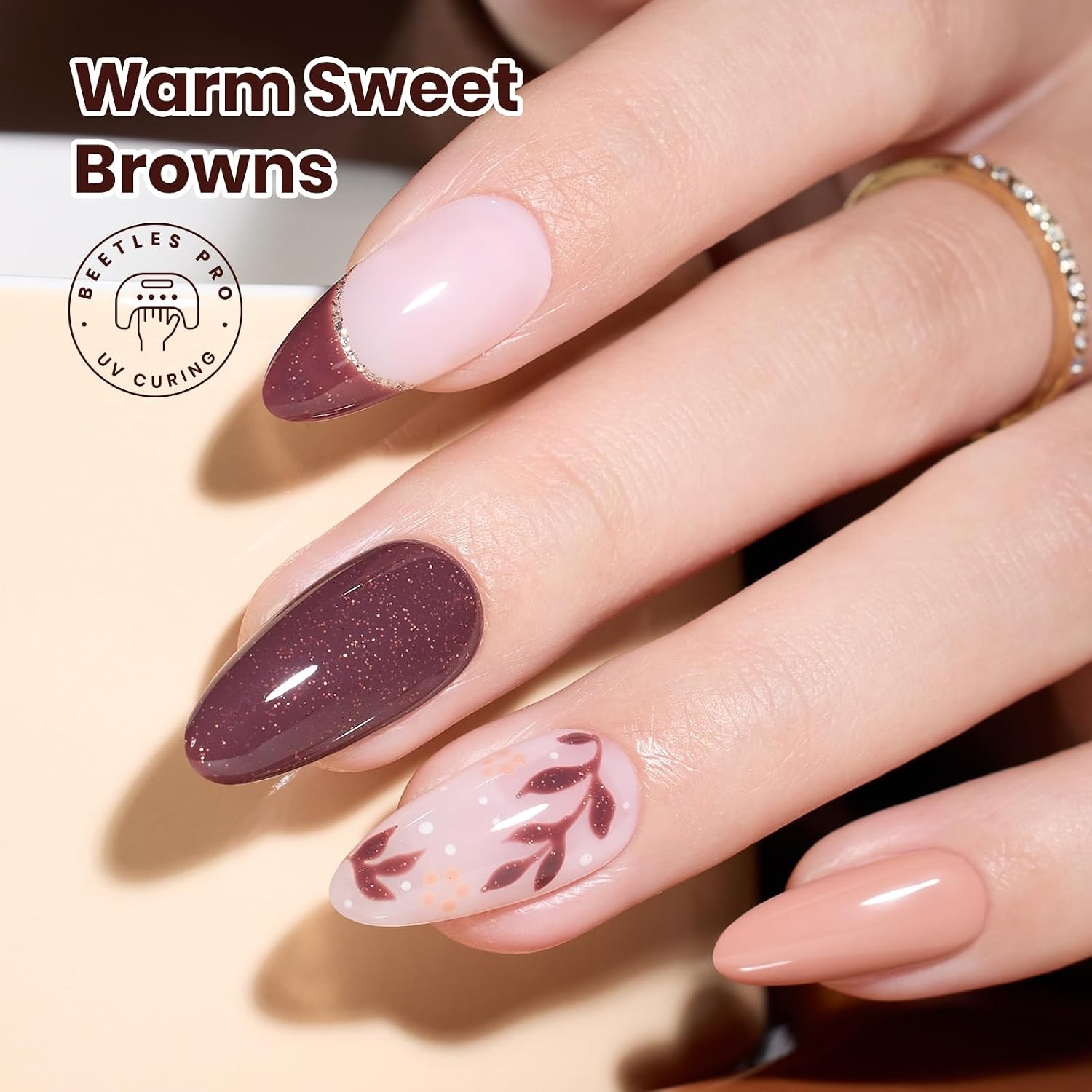image:imageBeetles Brown Cat Eye Gel Nail Polish Set Gilded Amber Fall Gel Polish 6 Colors 15ML Full Size Glitter Gel Nail Kit Glass Cat Eye Magnetic Effect Soak Off UV Nail Art Salon DIY Gift for WomenBrownie Bliss