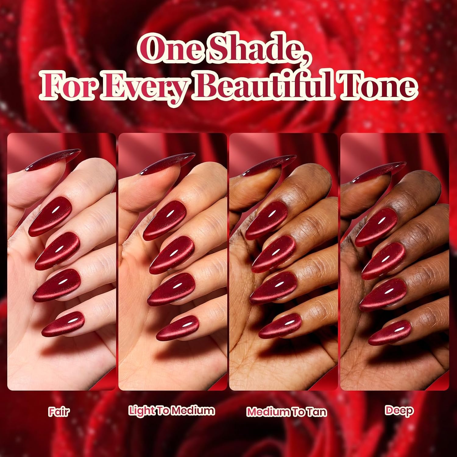 image:imageBeetles Brown Cat Eye Gel Nail Polish Set Gilded Amber Fall Gel Polish 6 Colors 15ML Full Size Glitter Gel Nail Kit Glass Cat Eye Magnetic Effect Soak Off UV Nail Art Salon DIY Gift for WomenFatal Rose