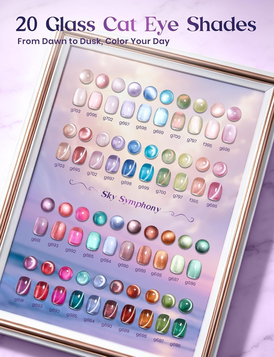 image:imageBeetles Brown Cat Eye Gel Nail Polish Set Gilded Amber Fall Gel Polish 6 Colors 15ML Full Size Glitter Gel Nail Kit Glass Cat Eye Magnetic Effect Soak Off UV Nail Art Salon DIY Gift for WomenASky Symphony