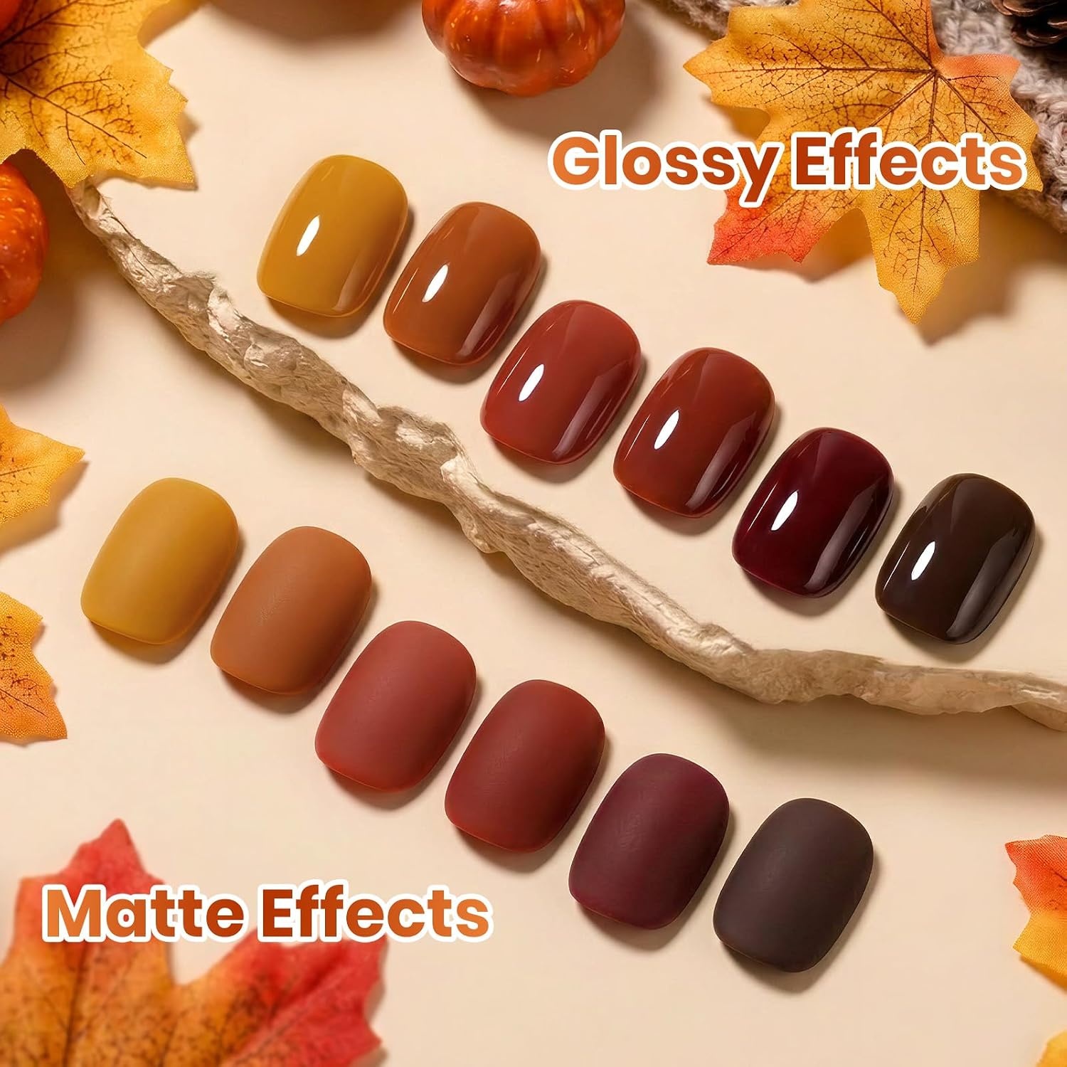 image:imageBeetles Brown Cat Eye Gel Nail Polish Set Gilded Amber Fall Gel Polish 6 Colors 15ML Full Size Glitter Gel Nail Kit Glass Cat Eye Magnetic Effect Soak Off UV Nail Art Salon DIY Gift for WomenJust Fall