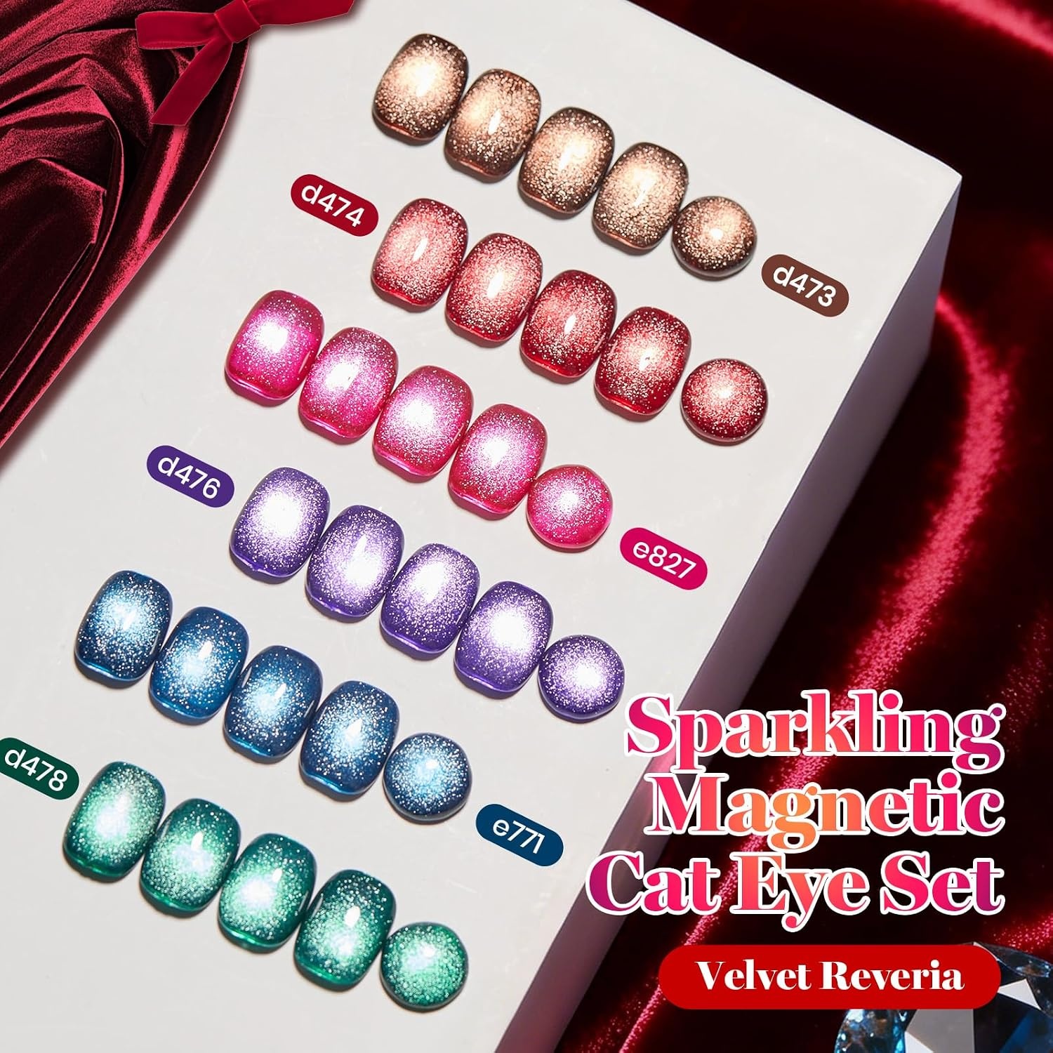 image:imageBeetles Brown Cat Eye Gel Nail Polish Set Gilded Amber Fall Gel Polish 6 Colors 15ML Full Size Glitter Gel Nail Kit Glass Cat Eye Magnetic Effect Soak Off UV Nail Art Salon DIY Gift for Women000Velvet Reveria