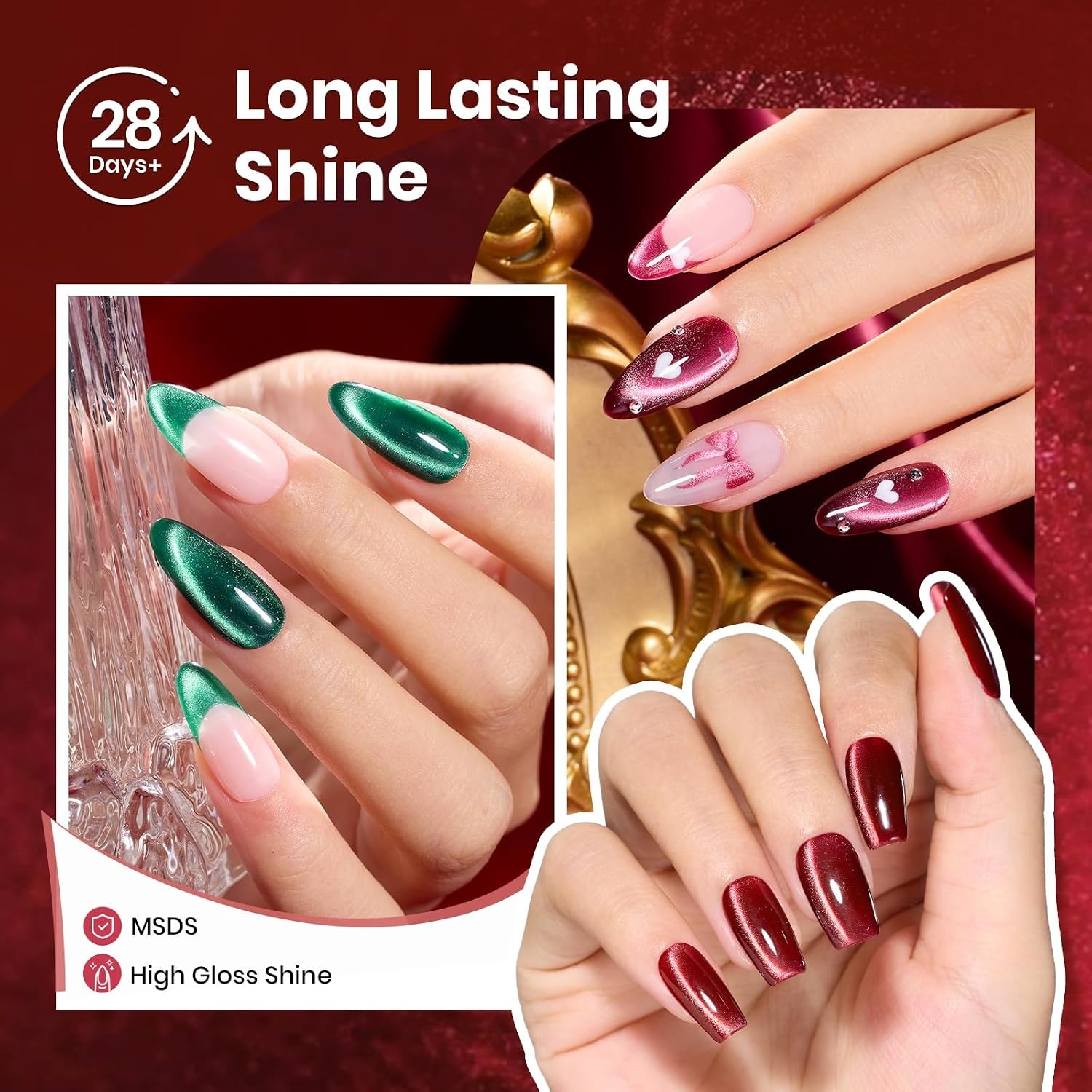 image:imageBeetles Cat Eye Gel Nail Polish Set Gilded Street 6 Colors Fall Gel Polish Glitter Gel Nail Kit Brown Red Gold Green 3D Shimmer Effect Soak Off UV DIY Salon Nail Art Fall Manicure Gift for WomenC Glassy Mixed Finishes Jewel Parade