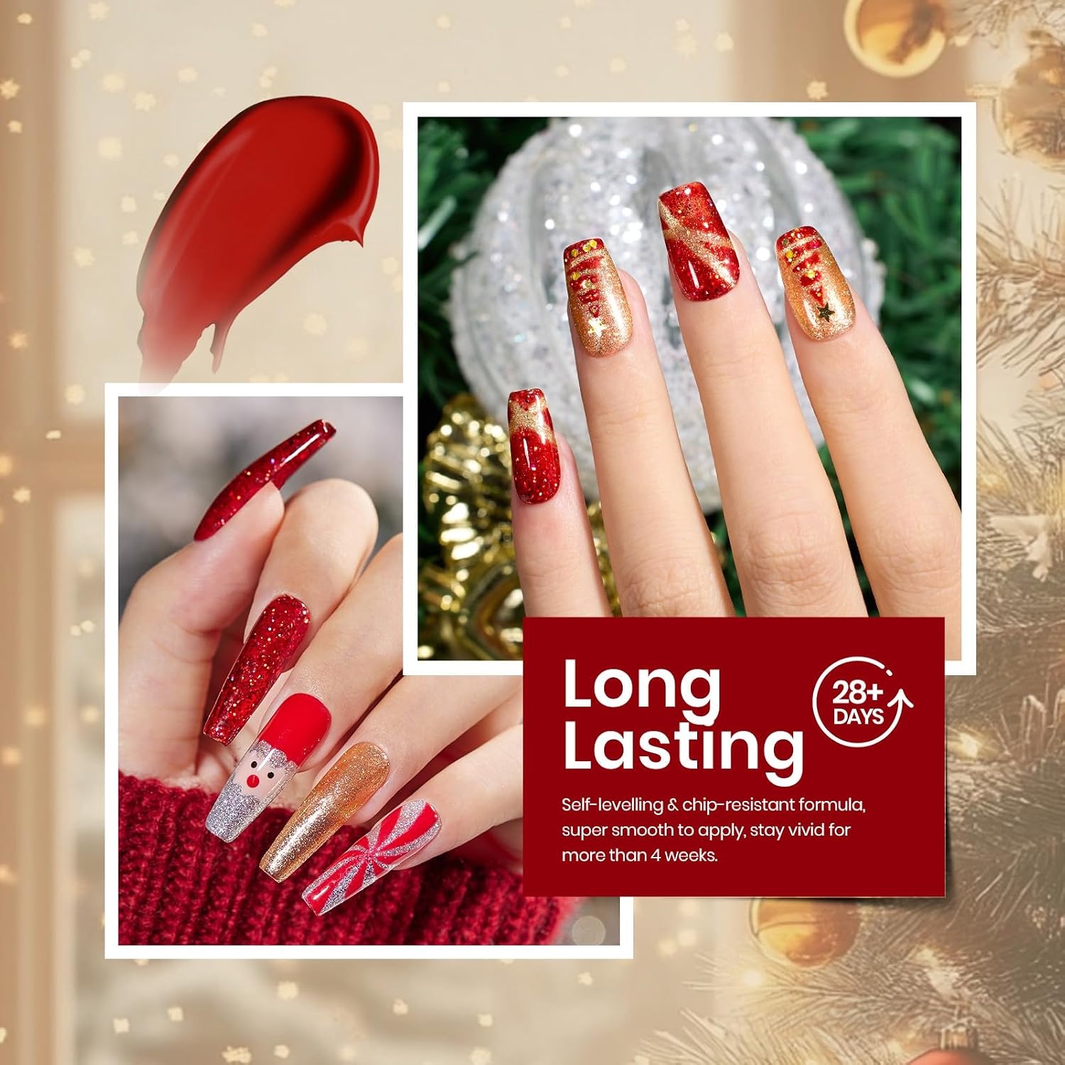 image:imageBeetles Cat Eye Gel Nail Polish Set Gilded Street 6 Colors Fall Gel Polish Glitter Gel Nail Kit Brown Red Gold Green 3D Shimmer Effect Soak Off UV DIY Salon Nail Art Fall Manicure Gift for Women000Holly Berries