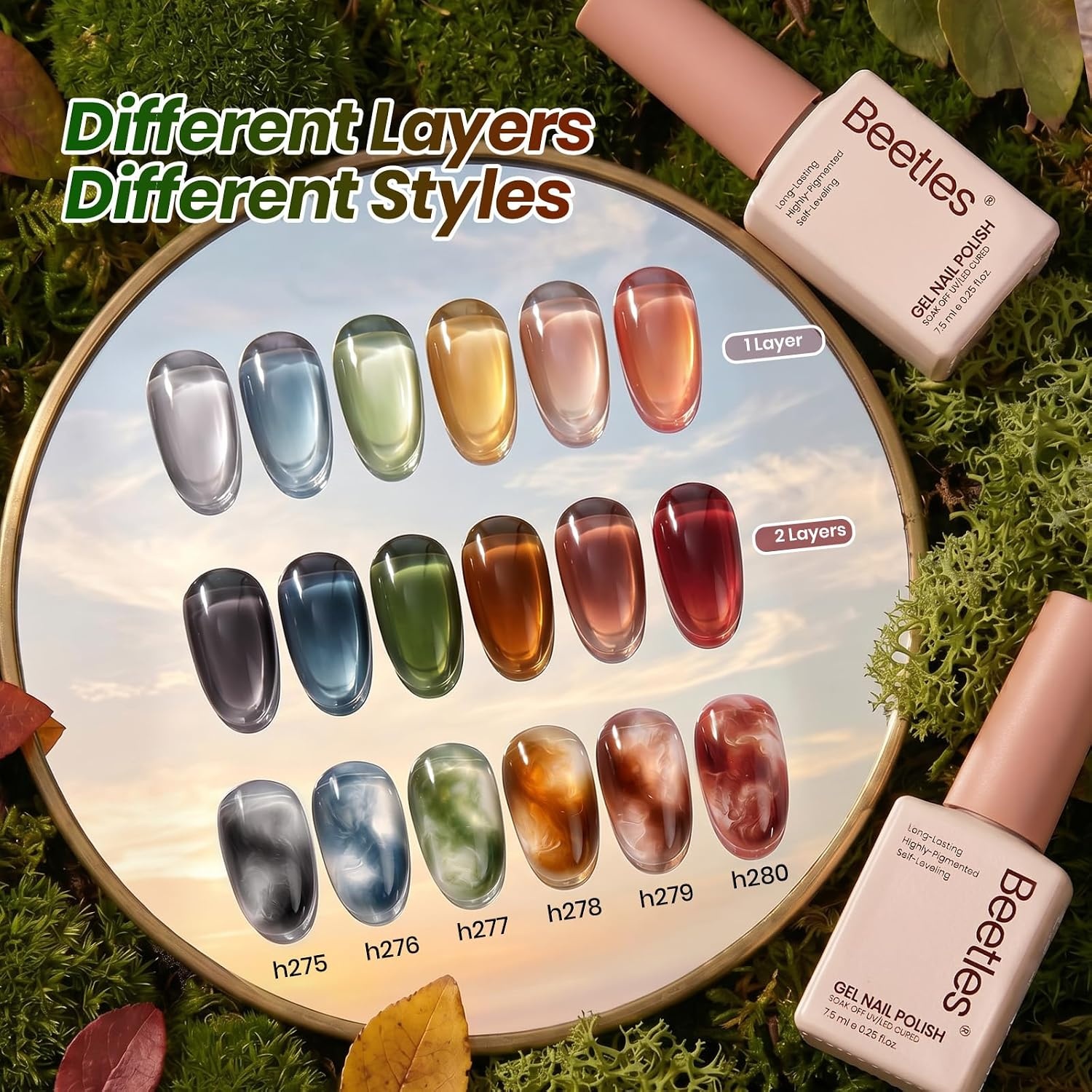 image:imageBeetles Cat Eye Gel Nail Polish Set Gilded Street 6 Colors Fall Gel Polish Glitter Gel Nail Kit Brown Red Gold Green 3D Shimmer Effect Soak Off UV DIY Salon Nail Art Fall Manicure Gift for WomenB Sheer Mixed Finishes Natural Coda