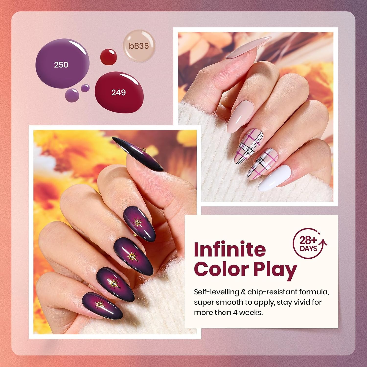 image:imageBeetles Cat Eye Gel Nail Polish Set Gilded Street 6 Colors Fall Gel Polish Glitter Gel Nail Kit Brown Red Gold Green 3D Shimmer Effect Soak Off UV DIY Salon Nail Art Fall Manicure Gift for WomenA Mixed Finishes Terra Dusk