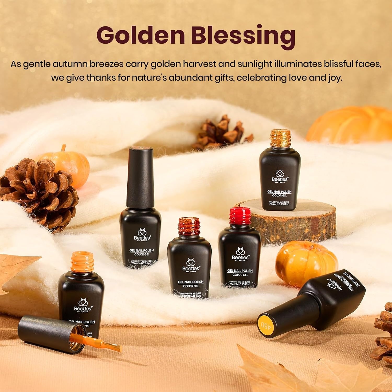 image:imageBeetles Cat Eye Gel Nail Polish Set Gilded Street 6 Colors Fall Gel Polish Glitter Gel Nail Kit Brown Red Gold Green 3D Shimmer Effect Soak Off UV DIY Salon Nail Art Fall Manicure Gift for WomenA Mixed Finishes Golden Blessing