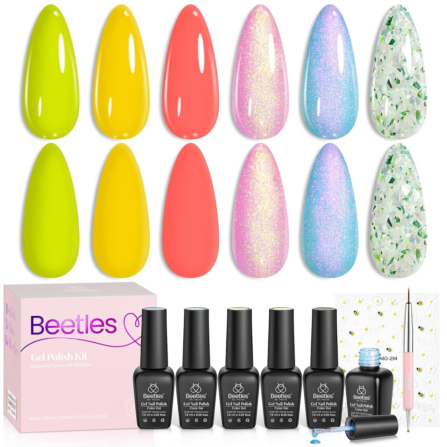 image:imageBeetles Cat Eye Gel Nail Polish Set Gilded Street 6 Colors Fall Gel Polish Glitter Gel Nail Kit Brown Red Gold Green 3D Shimmer Effect Soak Off UV DIY Salon Nail Art Fall Manicure Gift for WomenC Mixed Finishes Buzzy Field