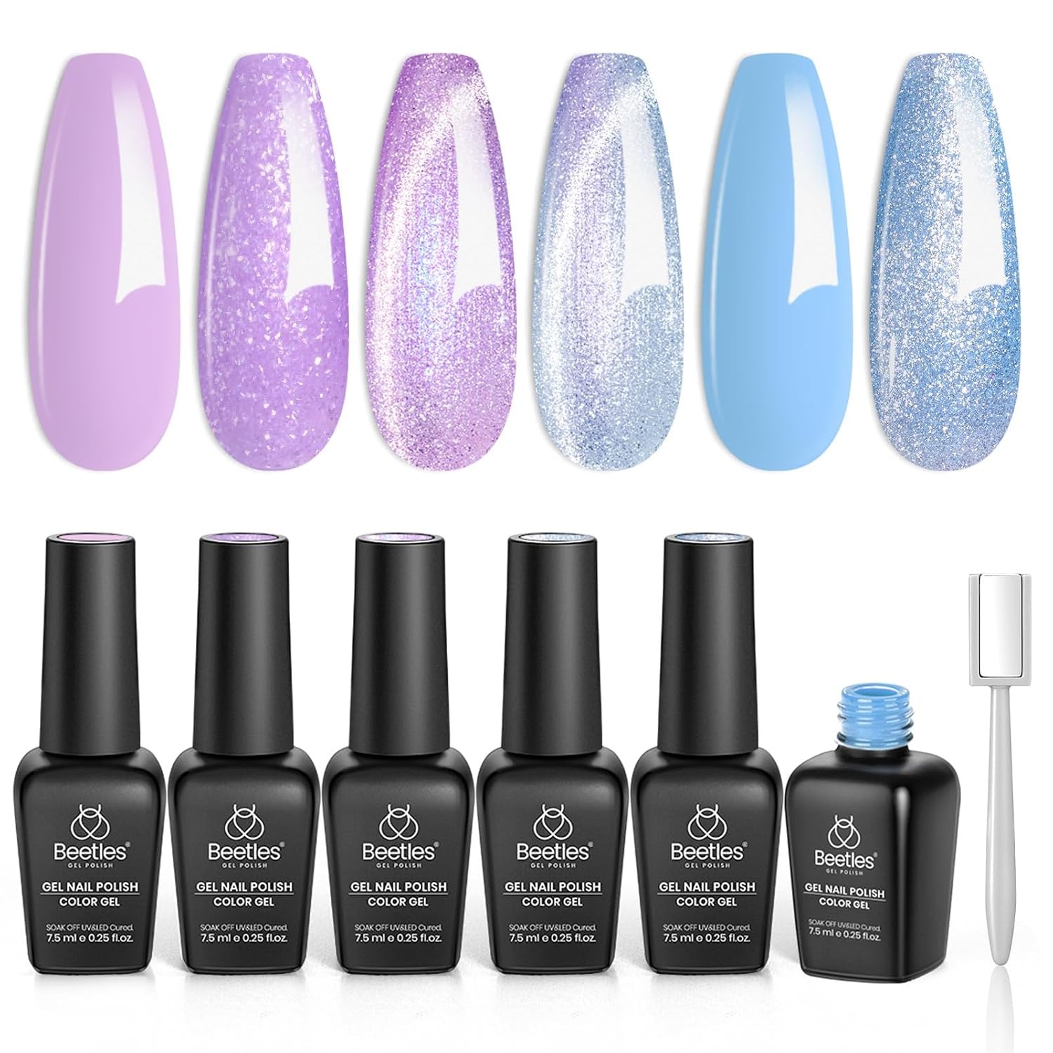 image:imageBeetles Cat Eye Gel Nail Polish Set Gilded Street 6 Colors Fall Gel Polish Glitter Gel Nail Kit Brown Red Gold Green 3D Shimmer Effect Soak Off UV DIY Salon Nail Art Fall Manicure Gift for WomenC Mixed Finishes Dreamscape Wander