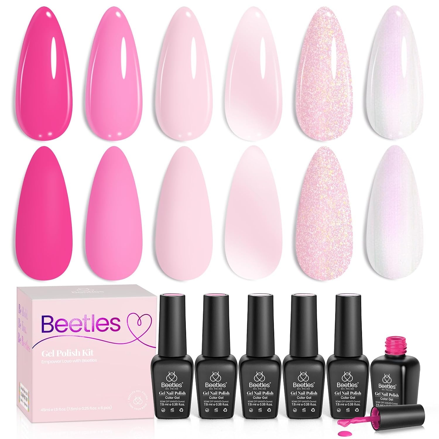 image:imageBeetles Cat Eye Gel Nail Polish Set Gilded Street 6 Colors Fall Gel Polish Glitter Gel Nail Kit Brown Red Gold Green 3D Shimmer Effect Soak Off UV DIY Salon Nail Art Fall Manicure Gift for WomenA Mixed Finishes Blush Cotton