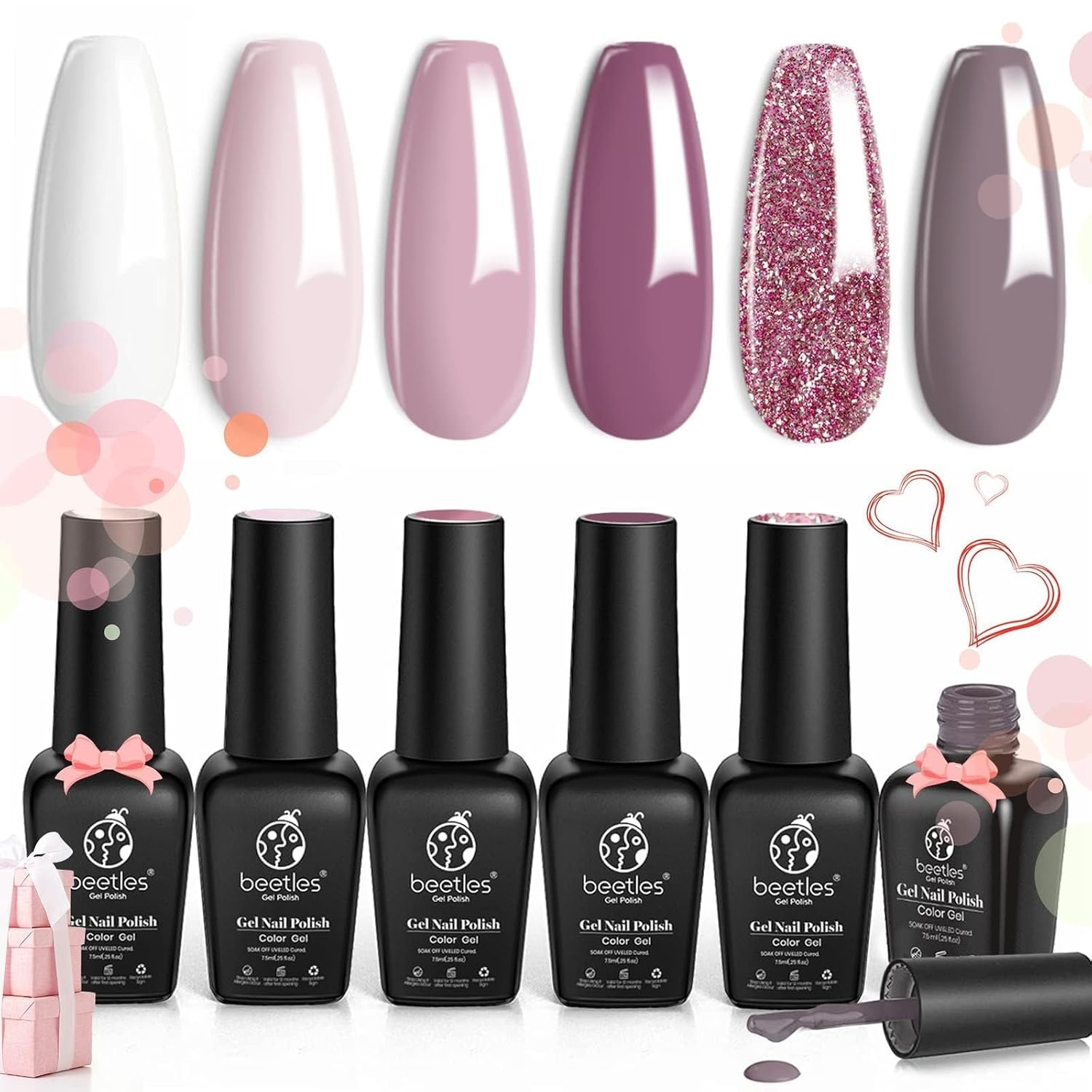 image:imageBeetles Cat Eye Gel Nail Polish Set Gilded Street 6 Colors Fall Gel Polish Glitter Gel Nail Kit Brown Red Gold Green 3D Shimmer Effect Soak Off UV DIY Salon Nail Art Fall Manicure Gift for WomenB Mixed Finishes Nude Romantic Wedding