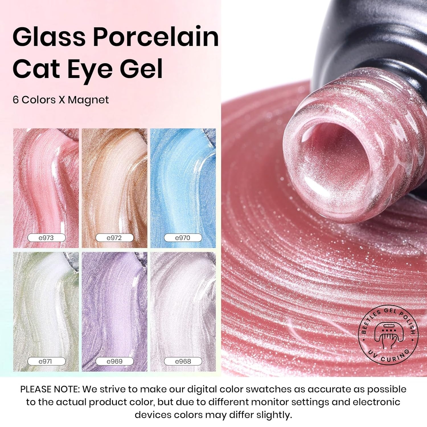 image:imageBeetles Cat Eye Gel Nail Polish Set Gilded Street 6 Colors Fall Gel Polish Glitter Gel Nail Kit Brown Red Gold Green 3D Shimmer Effect Soak Off UV DIY Salon Nail Art Fall Manicure Gift for Women00Light Lucite