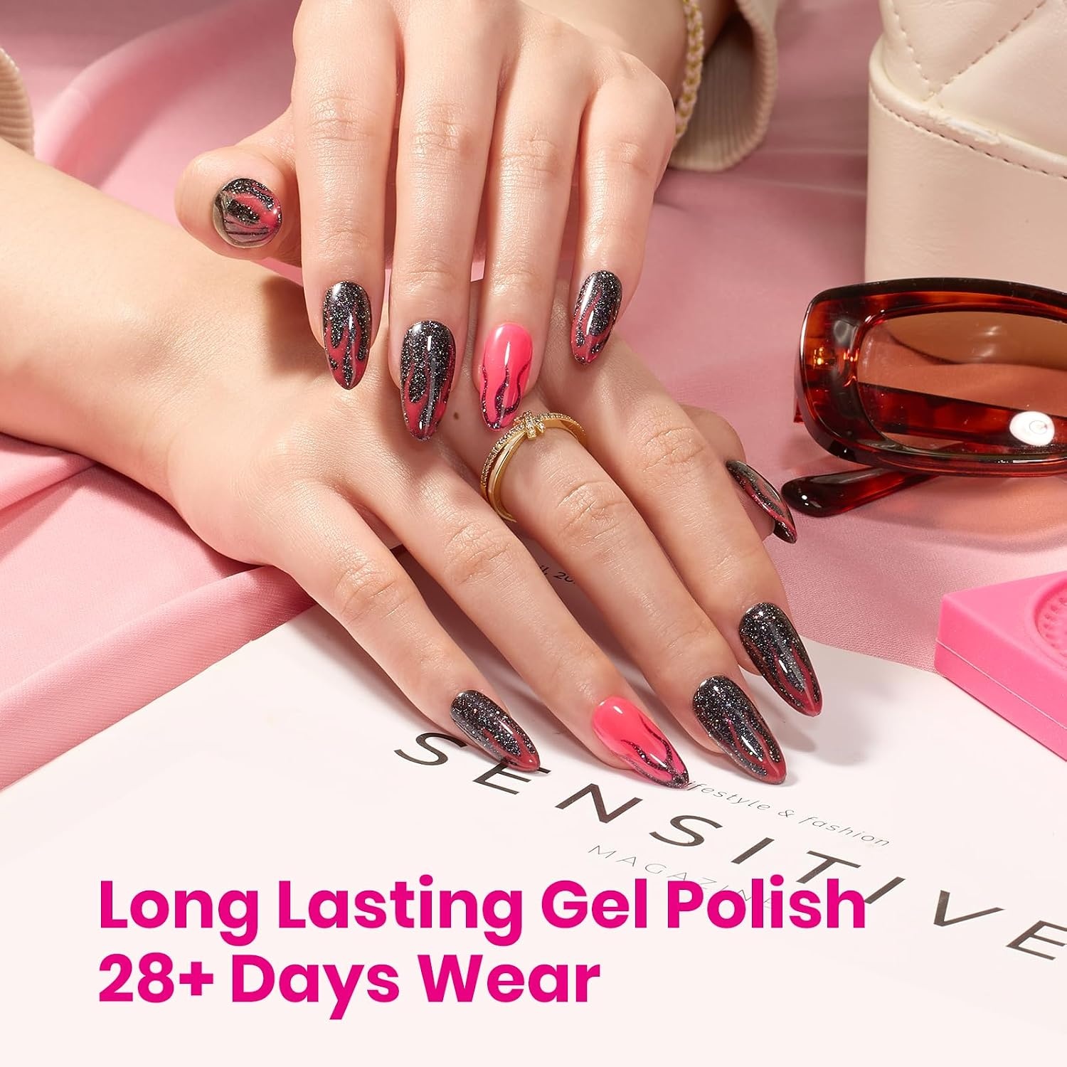 image:imageBeetles Cat Eye Gel Nail Polish Set Gilded Street 6 Colors Fall Gel Polish Glitter Gel Nail Kit Brown Red Gold Green 3D Shimmer Effect Soak Off UV DIY Salon Nail Art Fall Manicure Gift for WomenD Mixed Finishes Electric Carnival