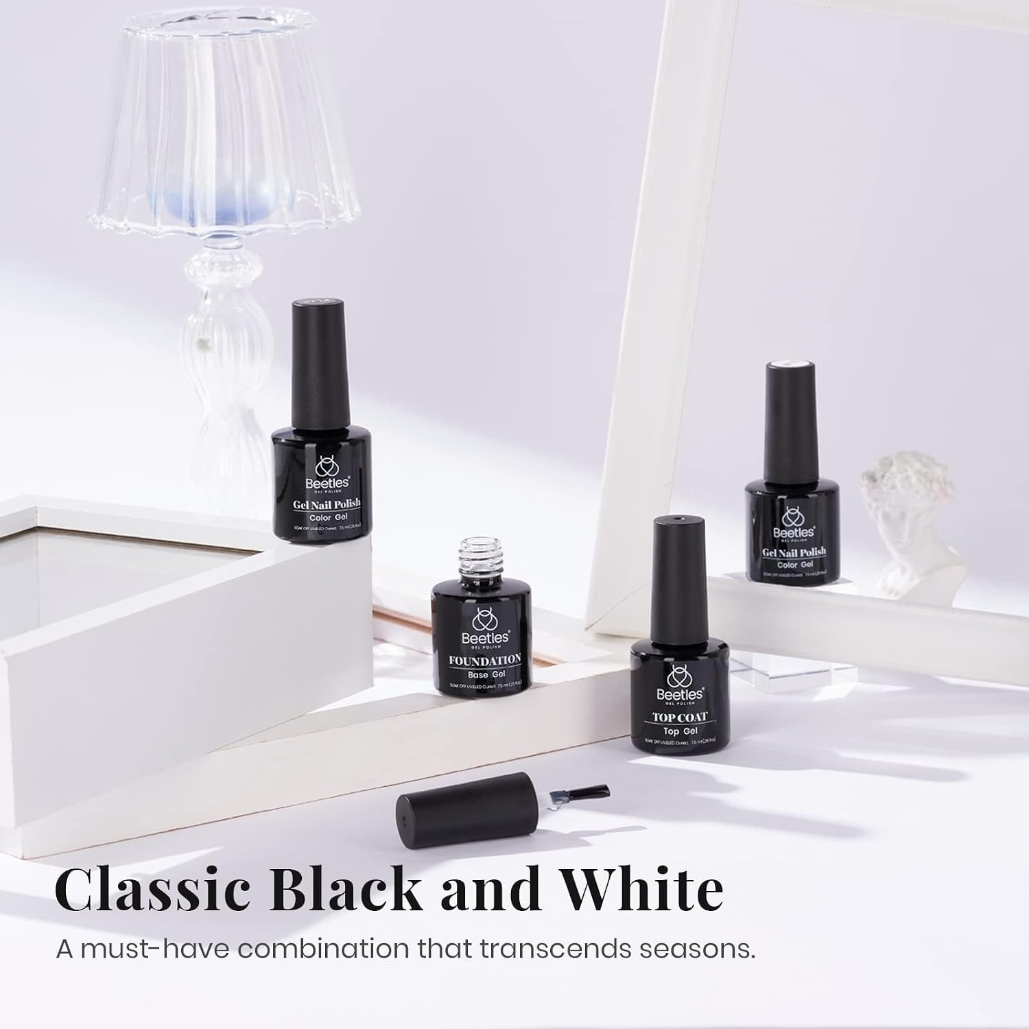image:imageBeetles Cat Eye Gel Nail Polish Set Gilded Street 6 Colors Fall Gel Polish Glitter Gel Nail Kit Brown Red Gold Green 3D Shimmer Effect Soak Off UV DIY Salon Nail Art Fall Manicure Gift for Women00Black White Colors