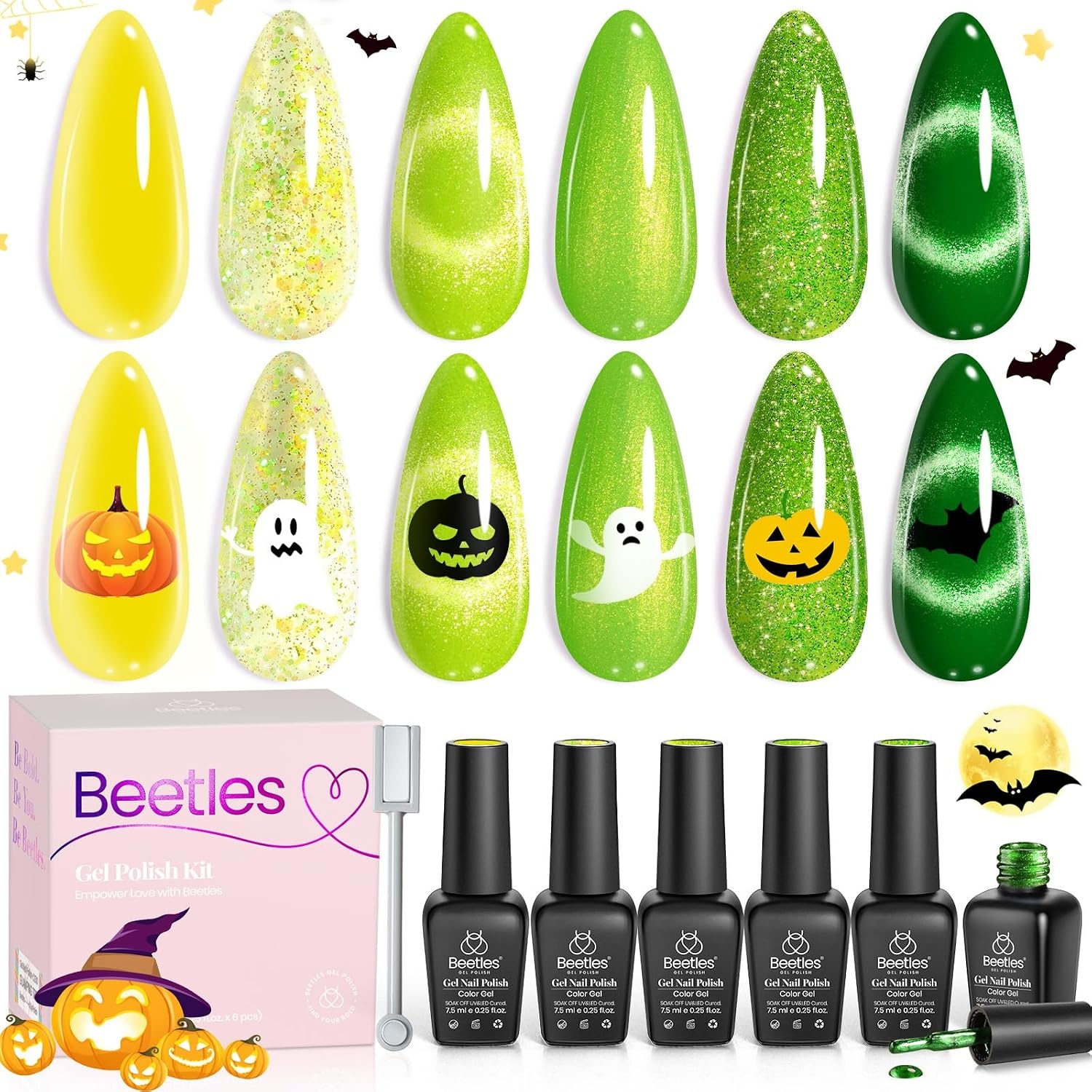 image:imageBeetles Cat Eye Gel Nail Polish Set Gilded Street 6 Colors Fall Gel Polish Glitter Gel Nail Kit Brown Red Gold Green 3D Shimmer Effect Soak Off UV DIY Salon Nail Art Fall Manicure Gift for WomenD Mixed Finishes Summer Beats