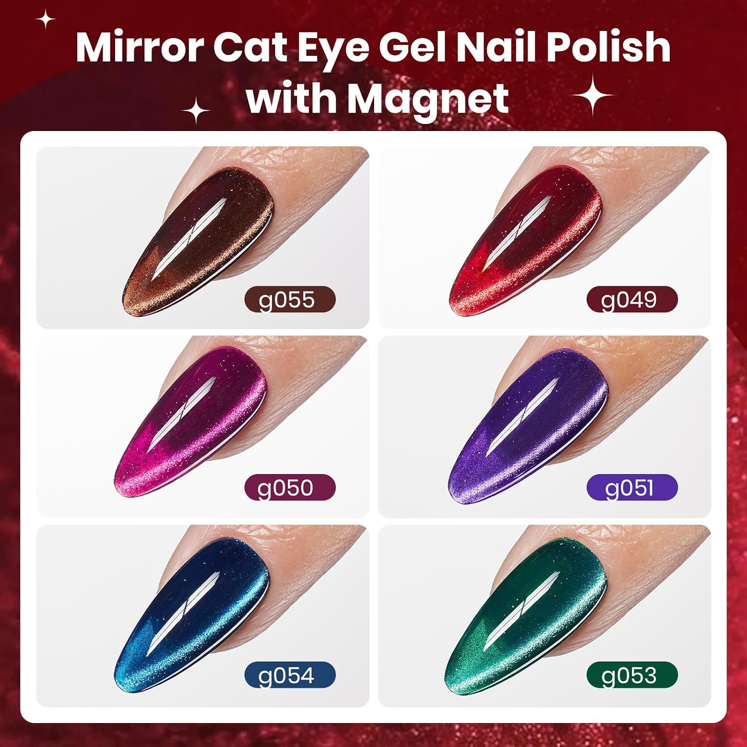 image:imageBeetles Cat Eye Gel Nail Polish Set Gilded Street 6 Colors Fall Gel Polish Glitter Gel Nail Kit Brown Red Gold Green 3D Shimmer Effect Soak Off UV DIY Salon Nail Art Fall Manicure Gift for WomenC Glassy Mixed Finishes Jewel Parade
