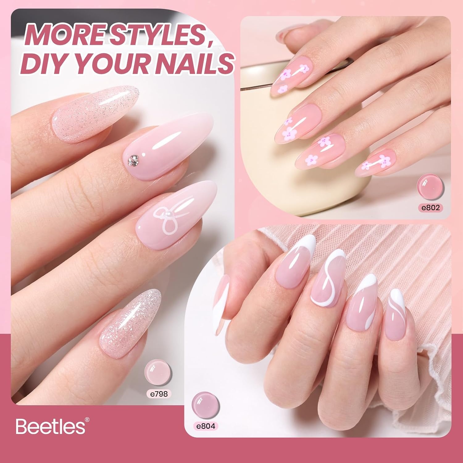 image:imageBeetles Cat Eye Gel Nail Polish Set Gilded Street 6 Colors Fall Gel Polish Glitter Gel Nail Kit Brown Red Gold Green 3D Shimmer Effect Soak Off UV DIY Salon Nail Art Fall Manicure Gift for WomenA Sheer Nude Soft Whisper