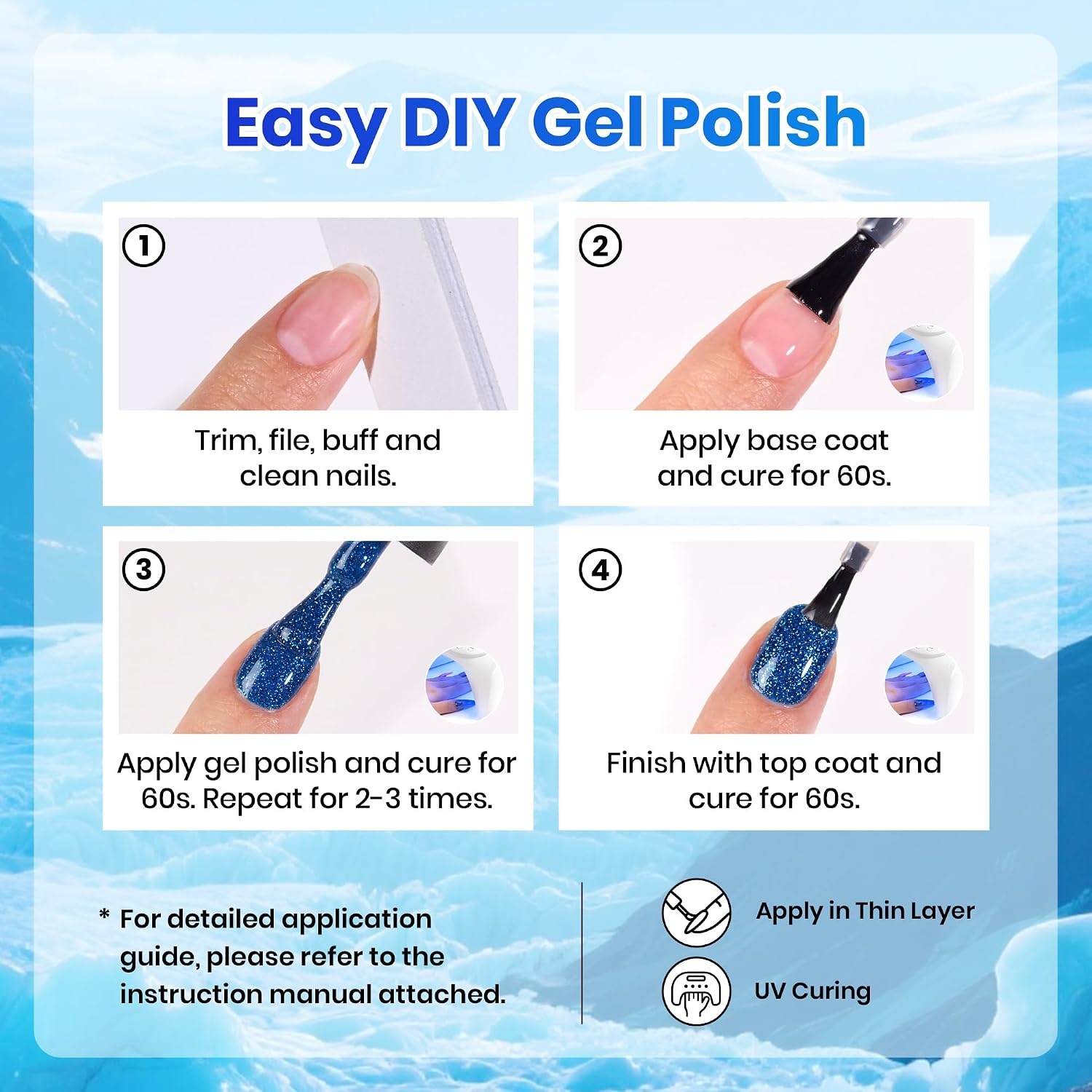 image:imageBeetles Cat Eye Gel Nail Polish Set Gilded Street 6 Colors Fall Gel Polish Glitter Gel Nail Kit Brown Red Gold Green 3D Shimmer Effect Soak Off UV DIY Salon Nail Art Fall Manicure Gift for WomenD Flakie Blue Glacier Diamond