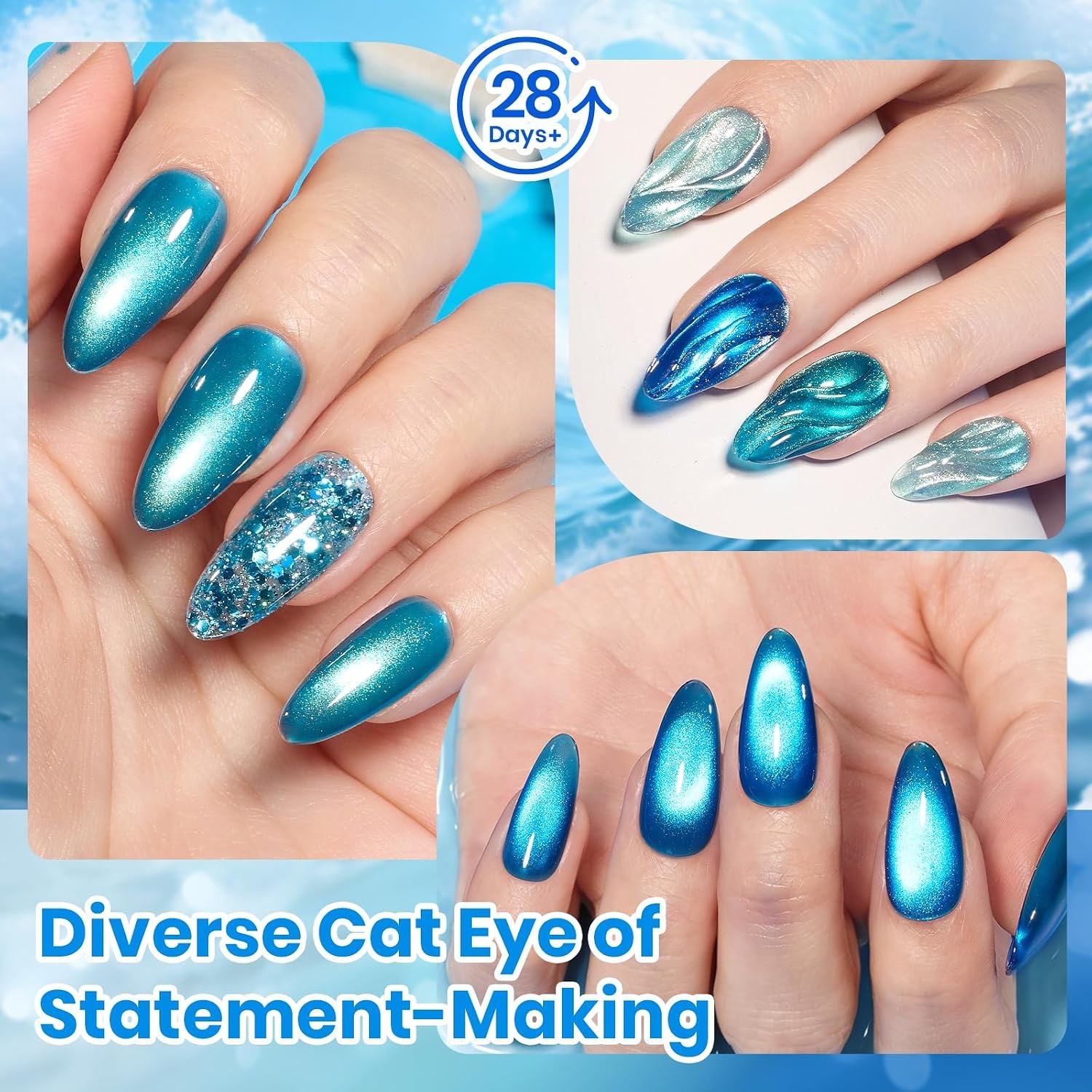 image:imageBeetles Cat Eye Gel Nail Polish Set Gilded Street 6 Colors Fall Gel Polish Glitter Gel Nail Kit Brown Red Gold Green 3D Shimmer Effect Soak Off UV DIY Salon Nail Art Fall Manicure Gift for WomenD Glassy Blue Liberty Blue