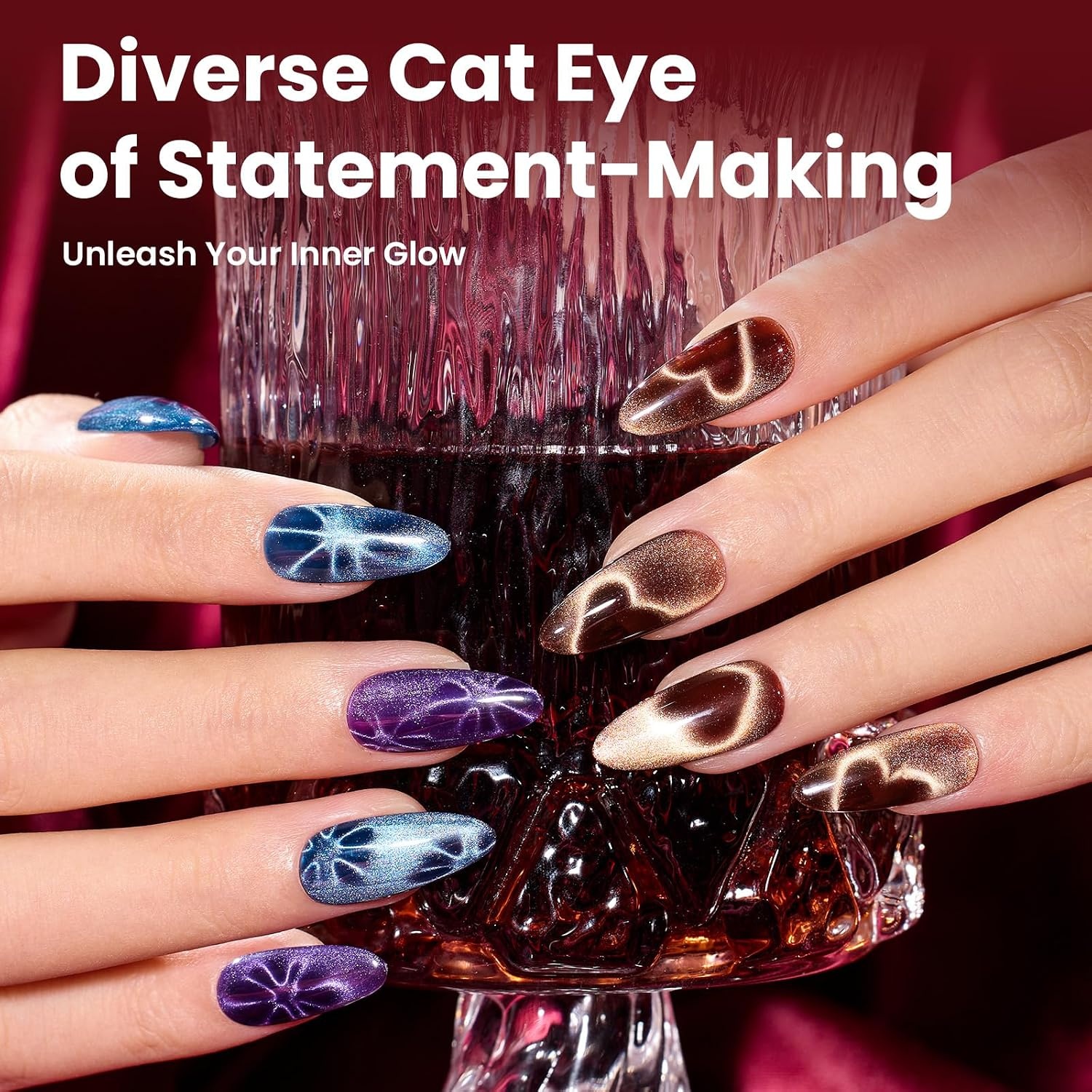 image:imageBeetles Cat Eye Gel Nail Polish Set Gilded Street 6 Colors Fall Gel Polish Glitter Gel Nail Kit Brown Red Gold Green 3D Shimmer Effect Soak Off UV DIY Salon Nail Art Fall Manicure Gift for WomenC Glassy Mixed Finishes Jewel Parade