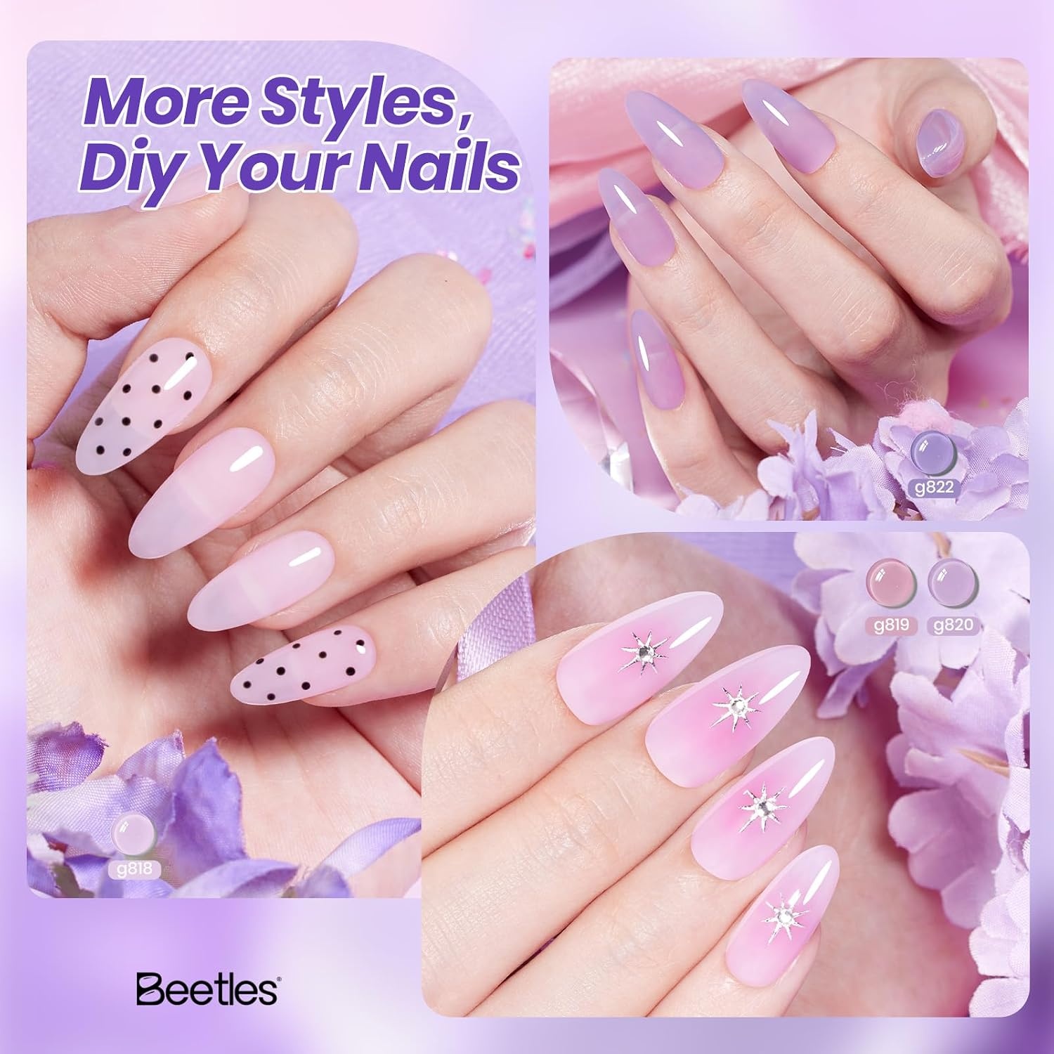 image:imageBeetles Cat Eye Gel Nail Polish Set Gilded Street 6 Colors Fall Gel Polish Glitter Gel Nail Kit Brown Red Gold Green 3D Shimmer Effect Soak Off UV DIY Salon Nail Art Fall Manicure Gift for WomenA Sheer Purple Amethyst Realm
